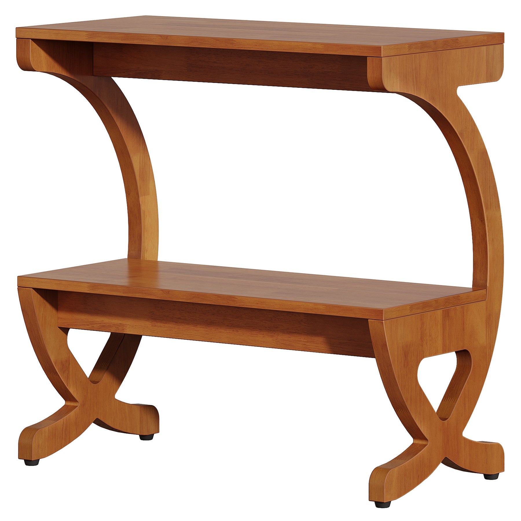 23.62-Inch Narrow End Table with 2-Tier Storage Shelf, Solid Wood Side Table for Living Room