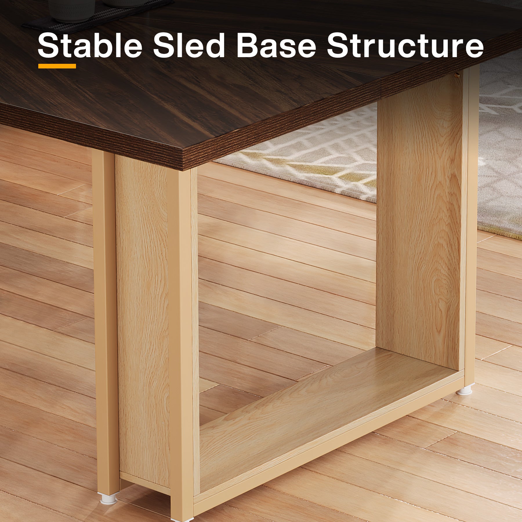 63" Dining Table, Wood Kitchen Table with Metal Frame for 4 People