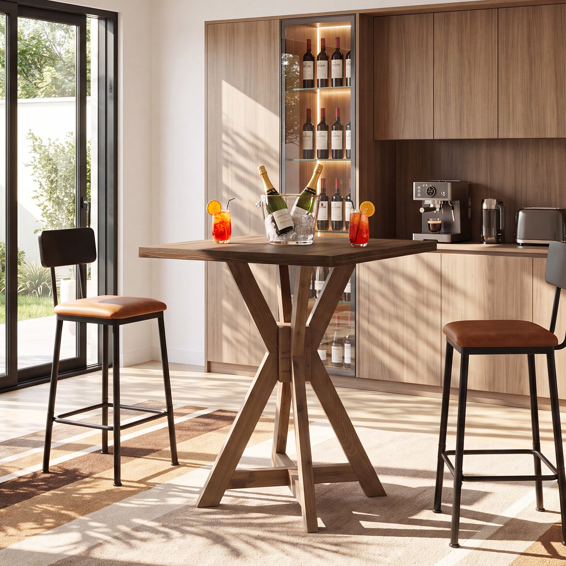 Tribesigns 31.5-Inch Solid Wood Dining Table with X-Frame, Farmhouse Kitchen Table for 2-4