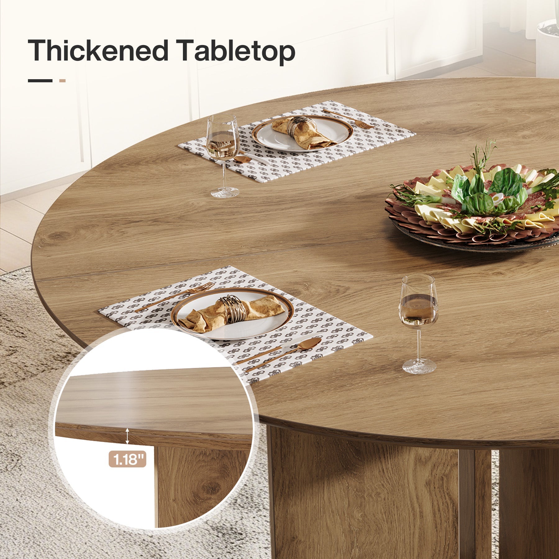Tribesigns 39.4-Inch Round Dining Table for 4, Farmhouse Kitchen Table with Lower Storage Shelf and X-Shaped Pedestal