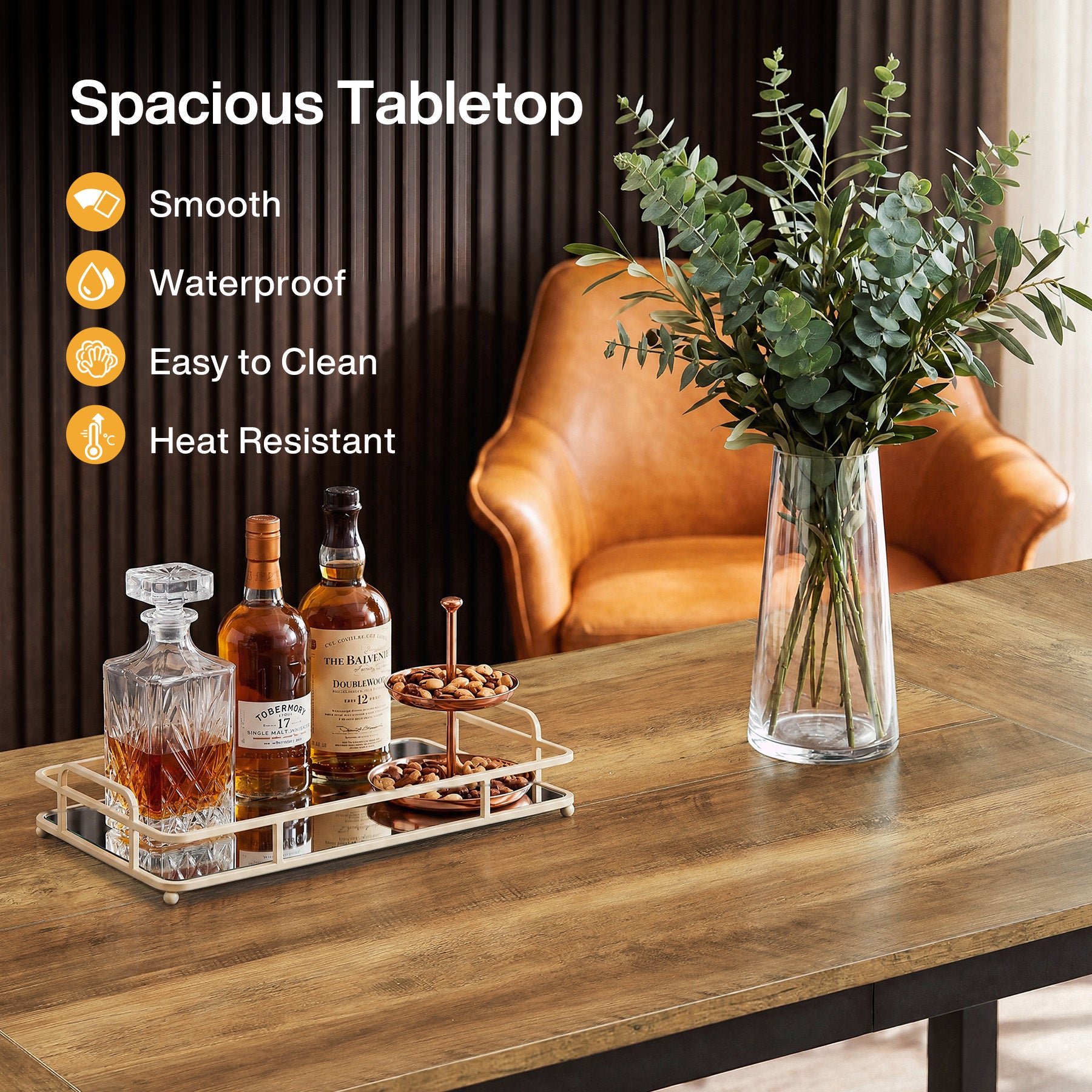 70.9 Inch Industrial Bar Table with Metal Footrest, Counter Height Pub Table for Dining Room and Home Bar
