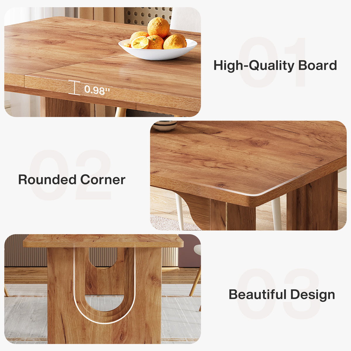Tribesigns 71 Inch Rectangular Dining Table for 6-8, Rustic Wooden Pedestal Kitchen Table for Dining Room