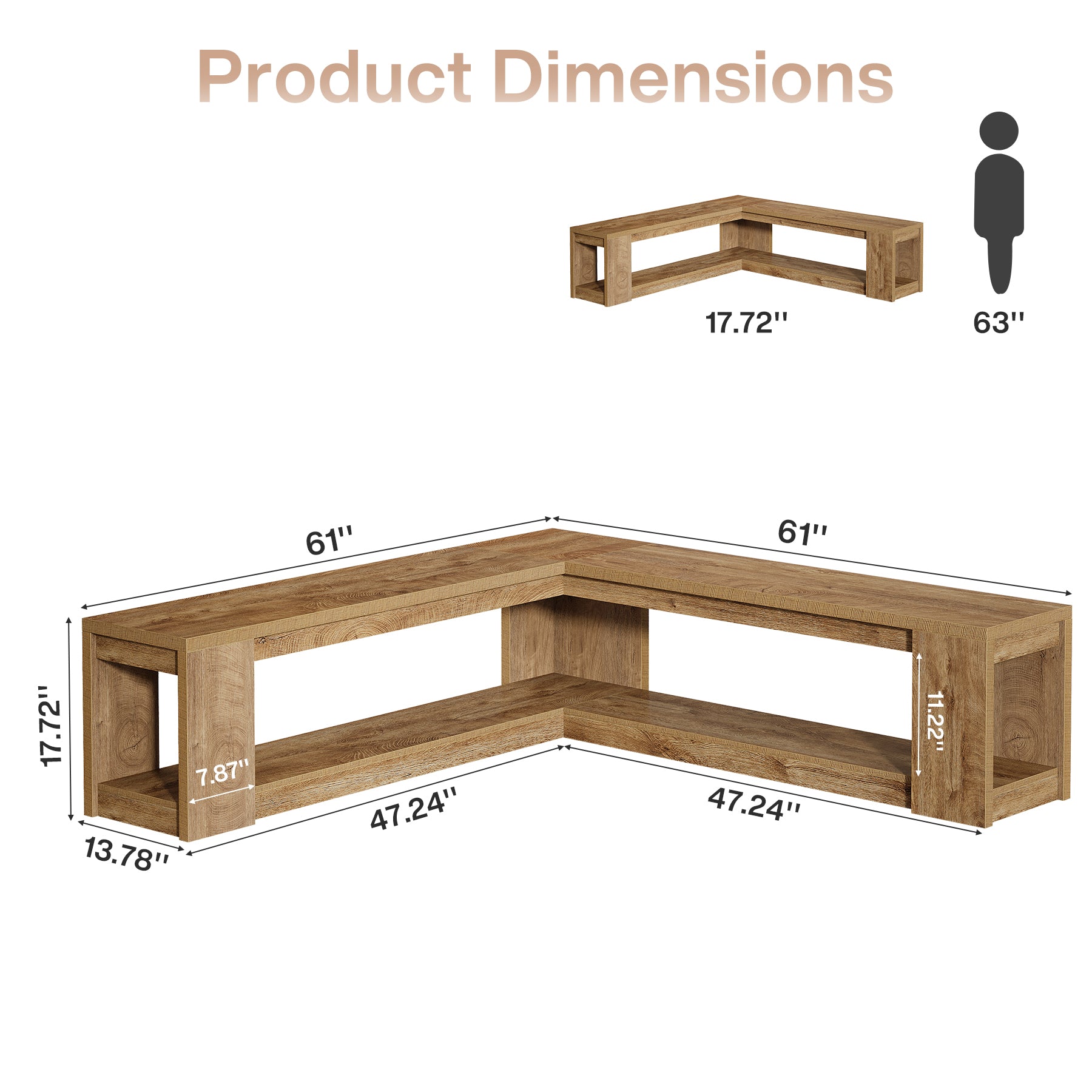 Tribesigns 61-Inch L-Shaped Shoe Bench with Storage, Farmhouse Corner Entryway Bench for Dining Room Living Room and Cloakroom