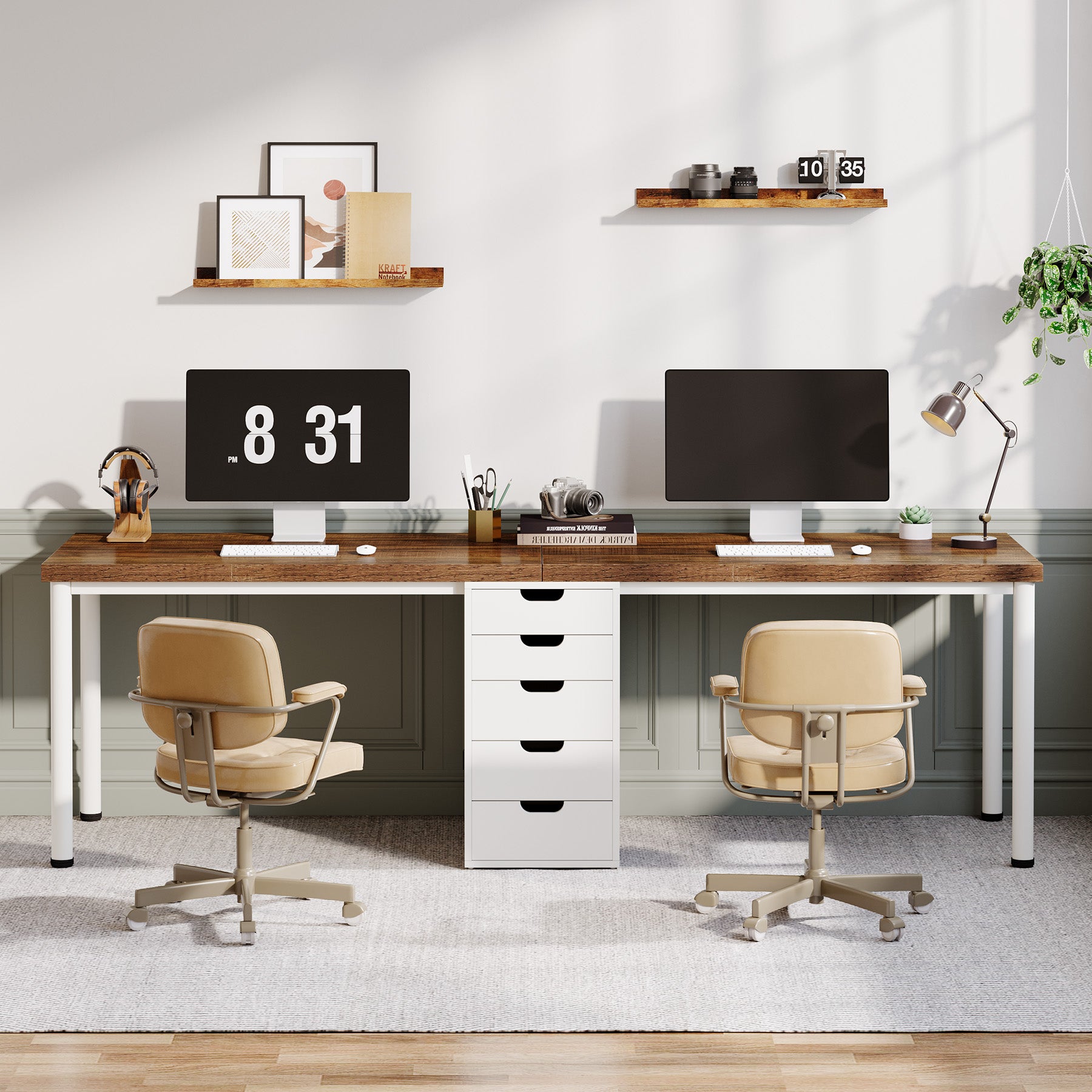 Tribesigns 78.7-Inch Two-Person Computer Desk with 5 Drawers, Double Office Workstation for Home Office