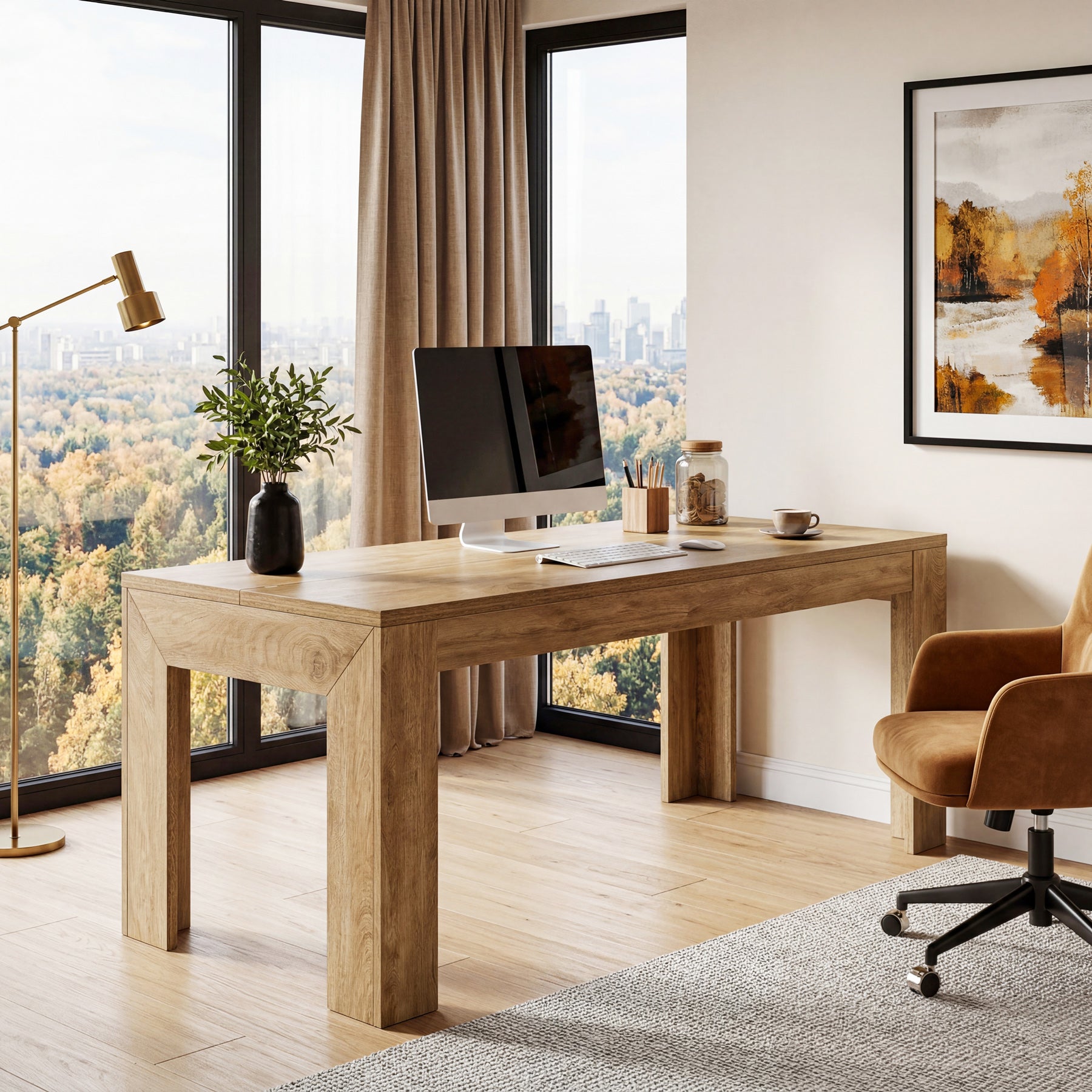 Tribesigns 63-Inch Modern Home Office Desk, Large Wooden Computer Desk for Study and Office