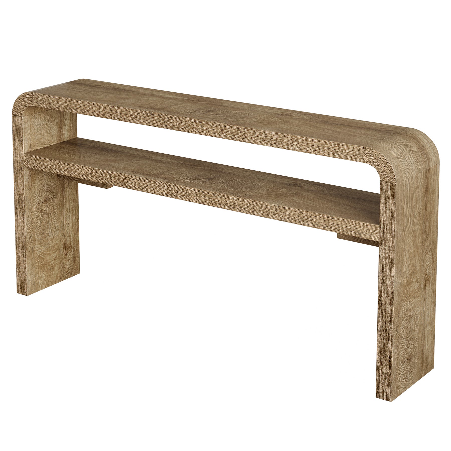 63 Inch Long Console Table with 2-Tier Storage, Narrow Sofa Table for Living Room