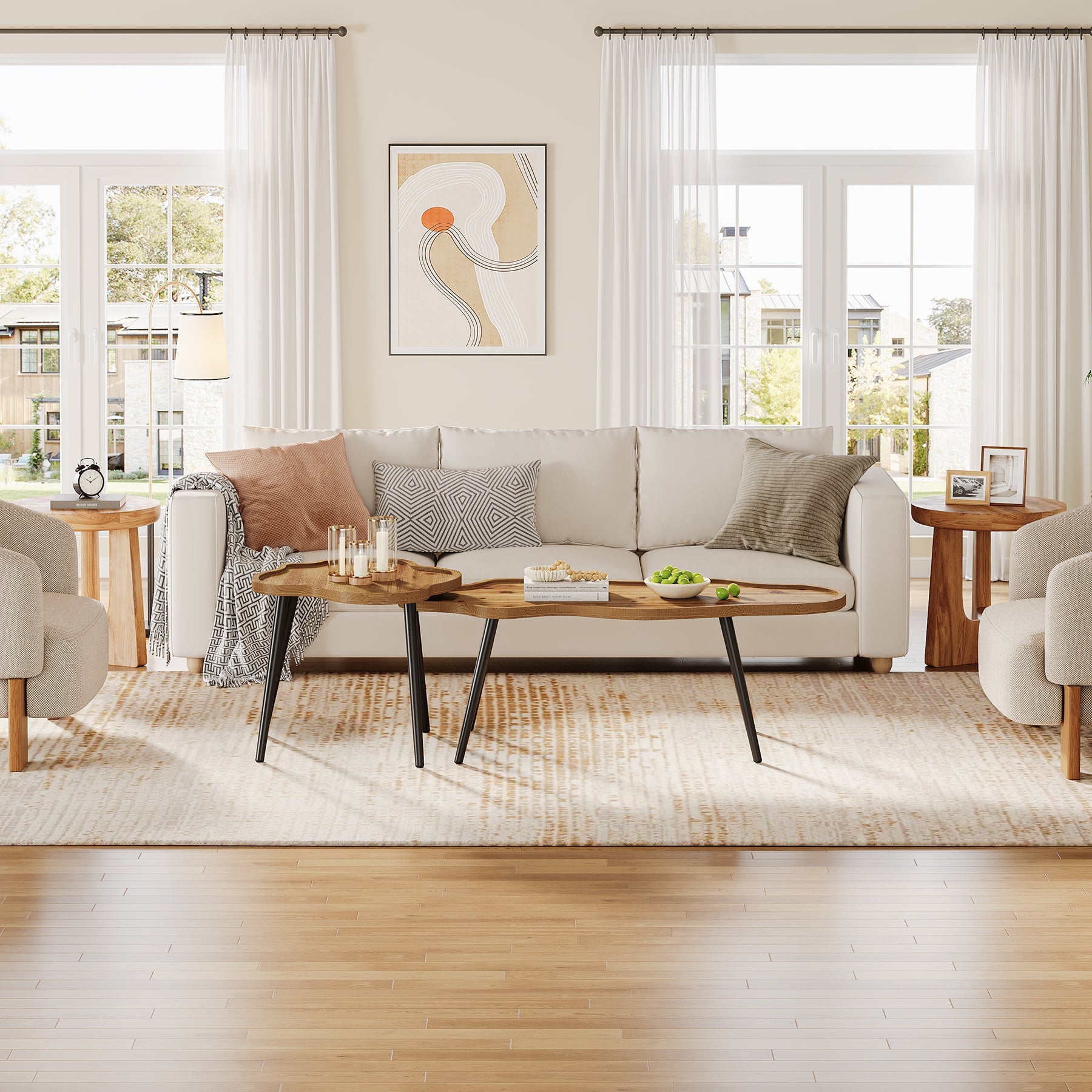 Tribesigns Solid Wood Nesting Coffee Table Set of 2