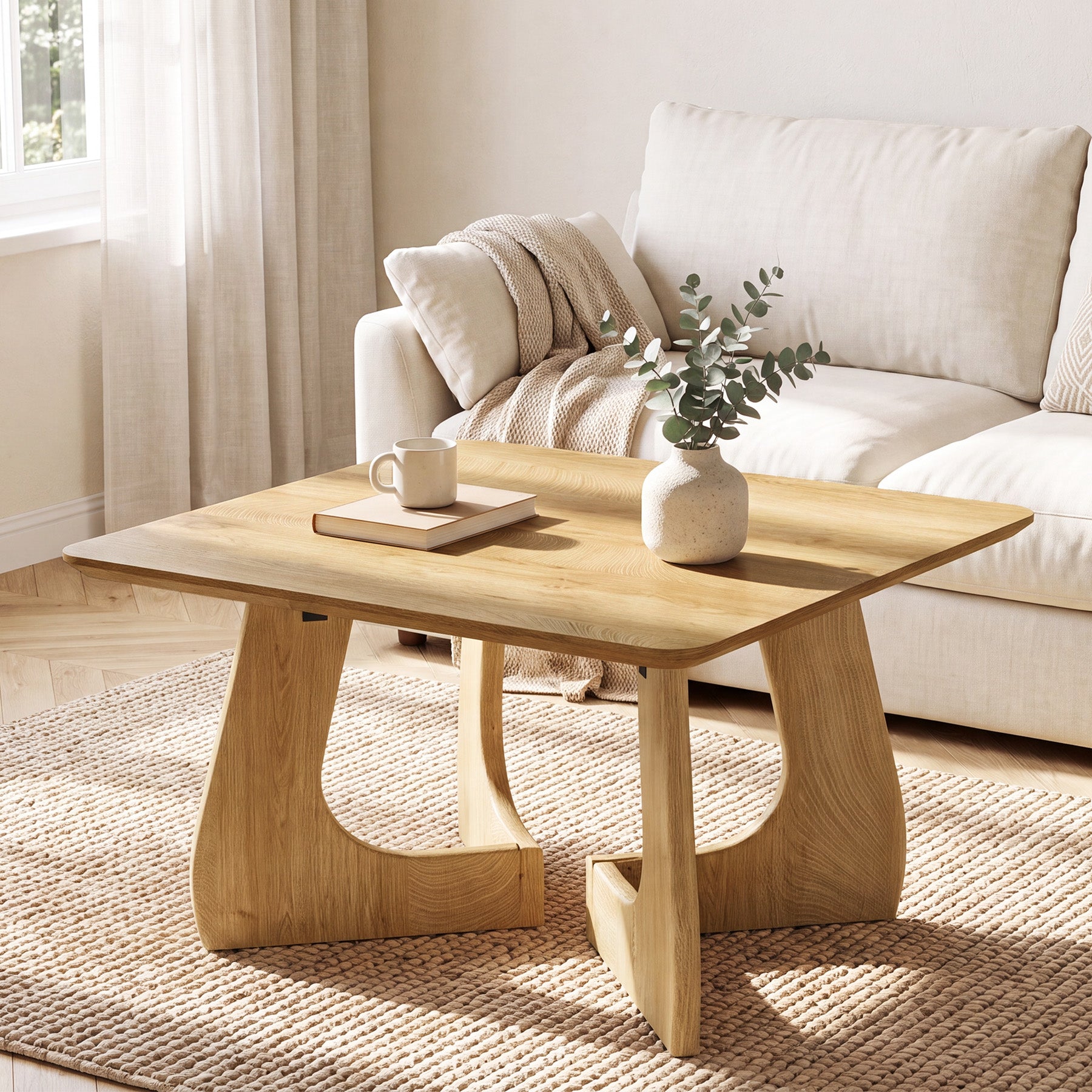 Tribesigns 31.5 Inch Square Coffee Table with Interlocking Legs, Mid-Century Table for Living Room