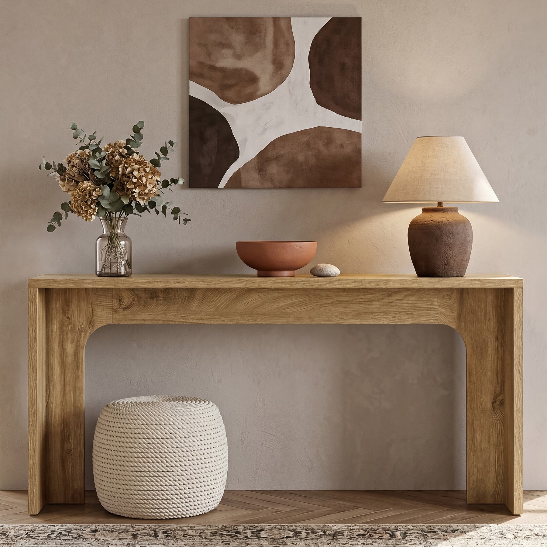 63-Inch Narrow Console Table, Minimalist Wood Entryway Table with Sturdy Base
