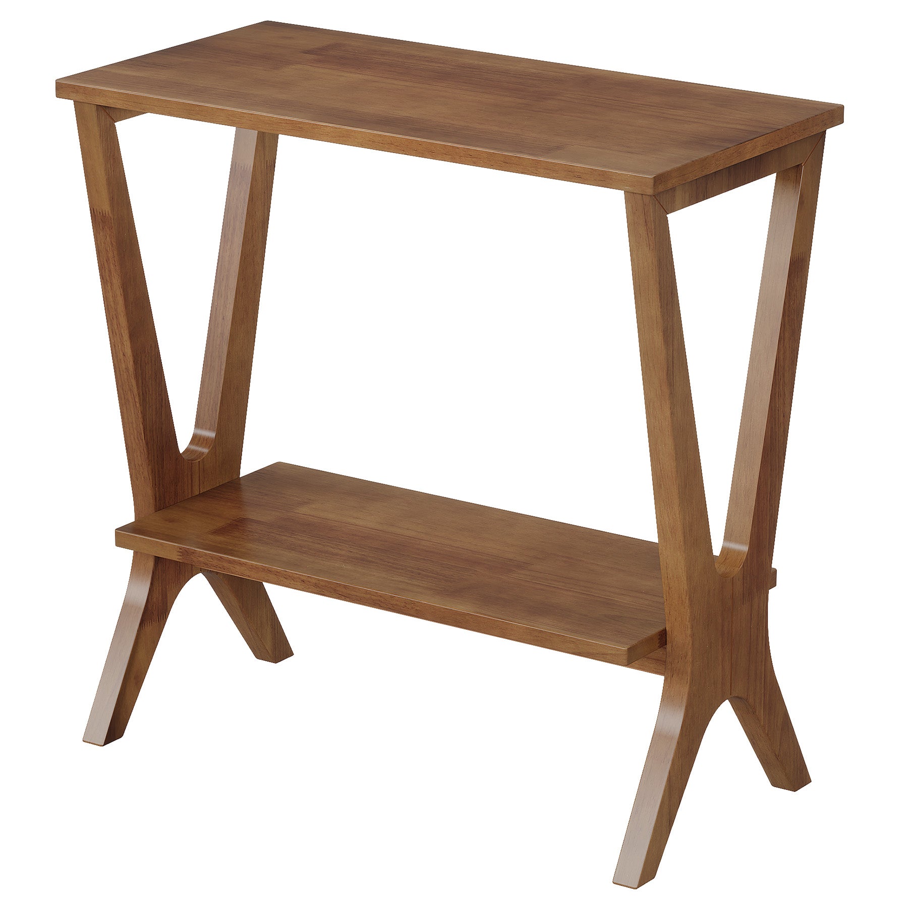 Tribesigns 23.62-Inch Narrow End Table, 2-Tier Solid Wood Side Table with Storage Shelves for Living Room