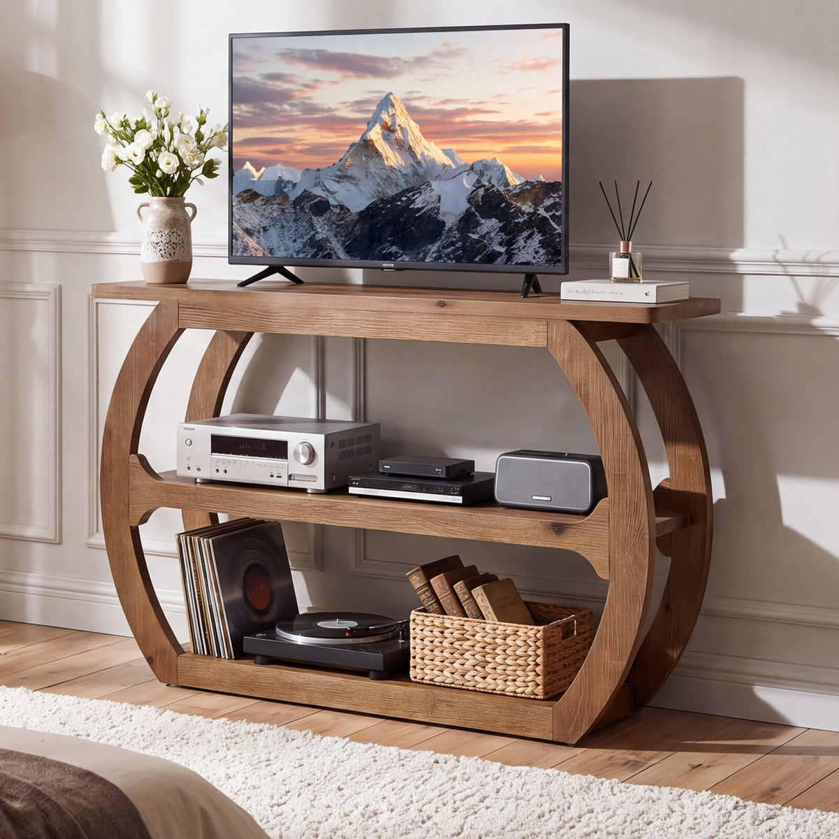 Tribesigns 41.3" Solid Wood Console Table with O-Shaped Base, Small Sofa Table for Entryway