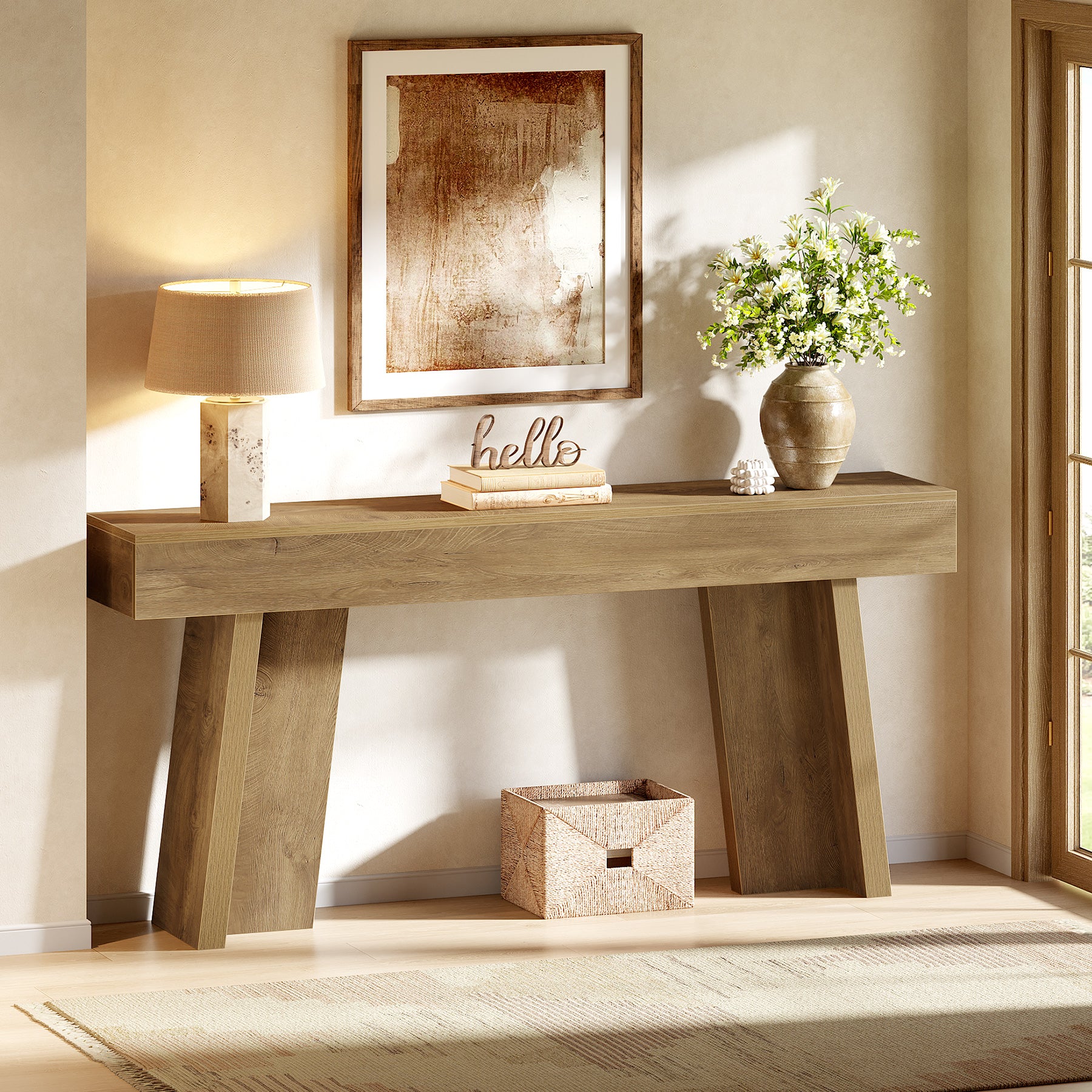 Tribesigns 70.9-Inch Long Console Table with Crossbar Support, Farmhouse Entryway Table for Living Room