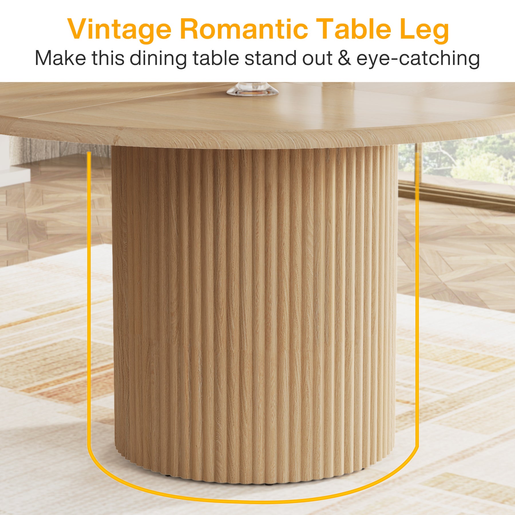 Modern Round Dining Table, 47-Inch 4-Seater with Metal Base