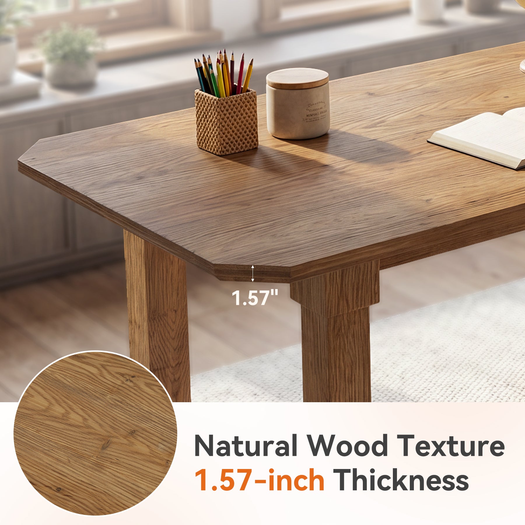 Tribesigns 63-Inch Solid Wood Executive Desk, Large Computer Desk with Heavy Duty Legs