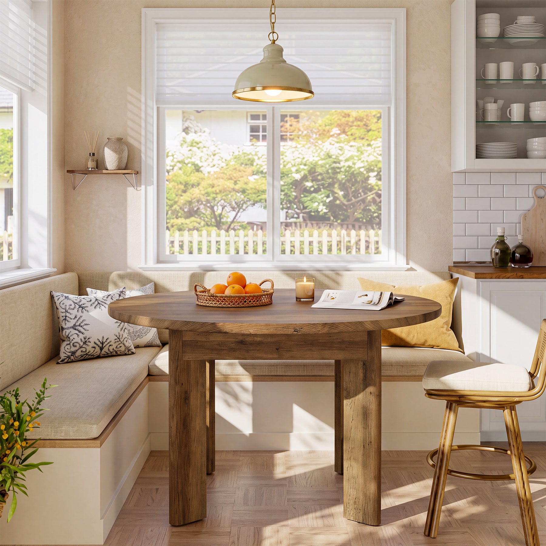 Tribesigns 39-Inch Round Dining Table for 4, Farmhouse Kitchen Table with Rounded Edge Design