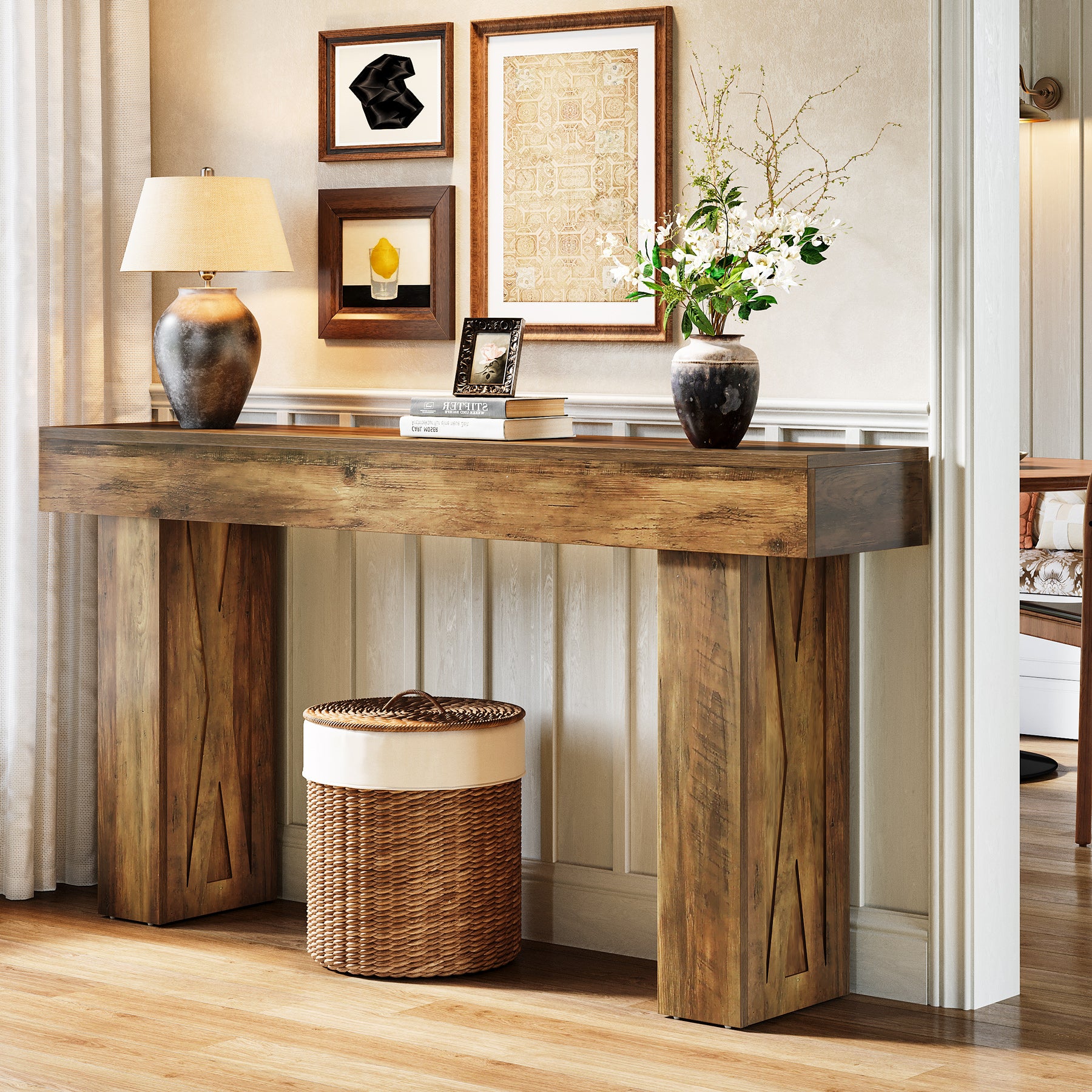 63 Inch Narrow Console Table, Modern Sofa Table for Entryway Living Room