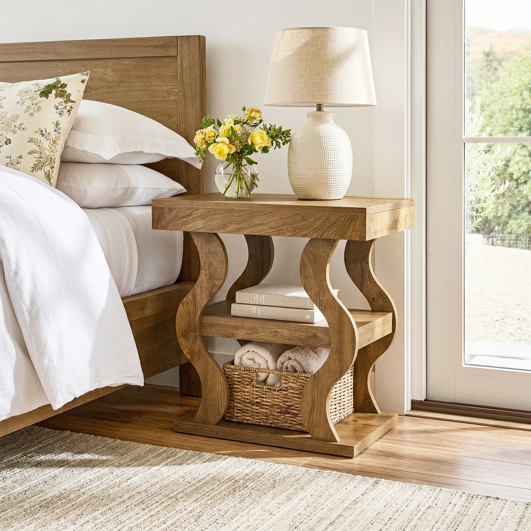 Tribesigns 23.62" Wavy End Table, 3-Tier Side Table for Living Room