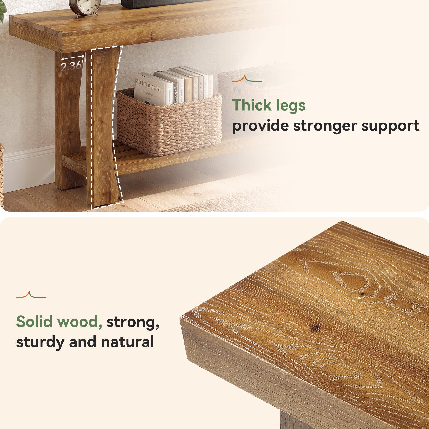 Tribesigns Solid Wood TV Stand for TVs up to 70 Inch, Farmhouse Media Console with Slatted Shelf