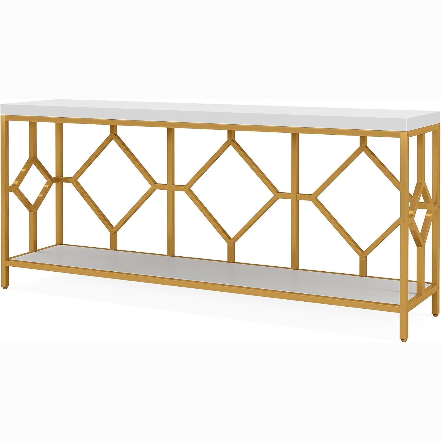 71" Extra Long Sofa Table - Narrow Console Table with Open Shelf for Behind Couch Storage