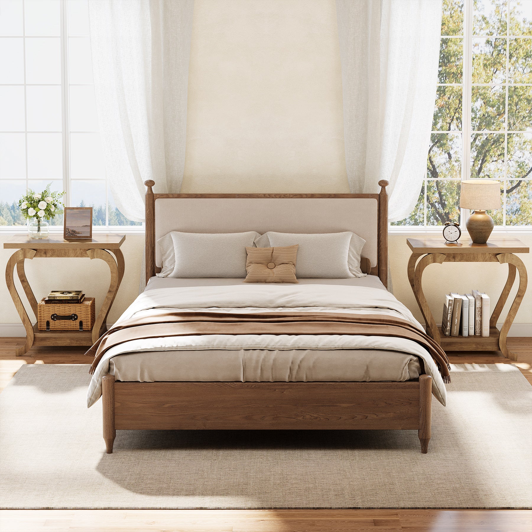 Brown Wooden End Table, 23.62 Inch 2-Tier Side Table for Small Spaces