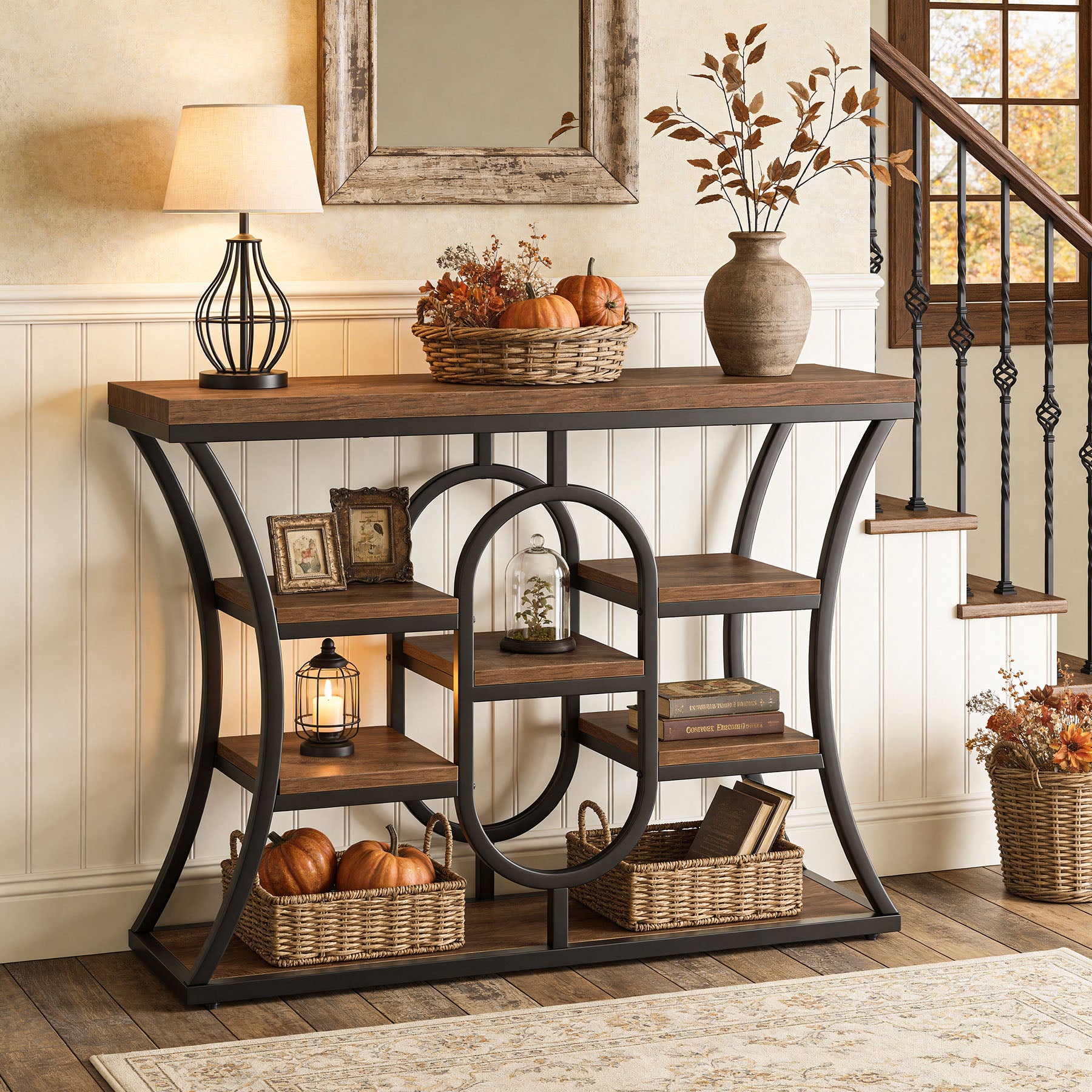 Tribesigns 41.3" Sofa Table, Industrial Console Table with Shelves