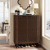33.46-Inch 6-Tier Farmhouse Shoe Cabinet with Shutter Doors, Wooden Shoe Organizer with Adjustable Shelves for Entryway and Hallway 3
