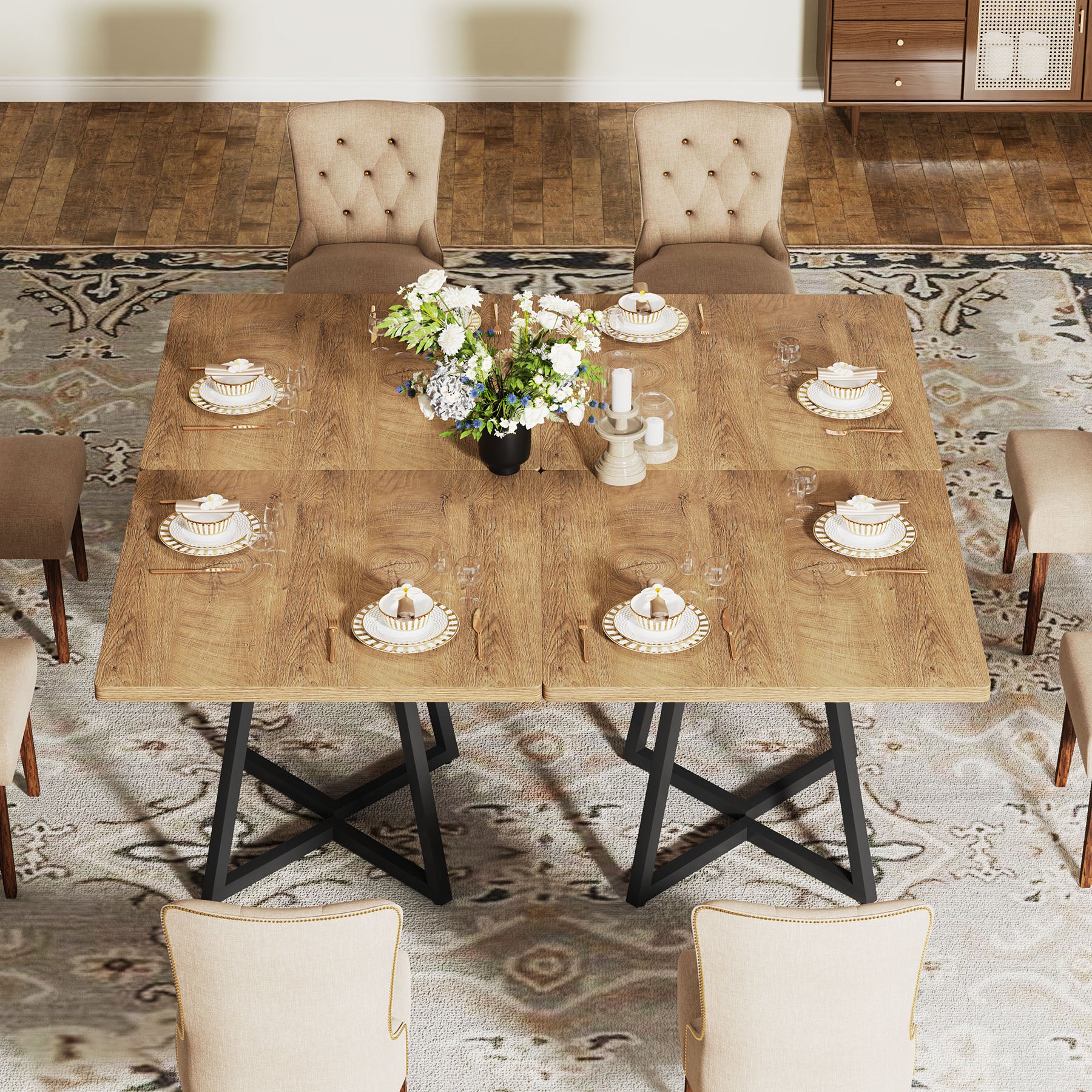 31.5" Square Dining Table, Wood Kitchen Table for 4