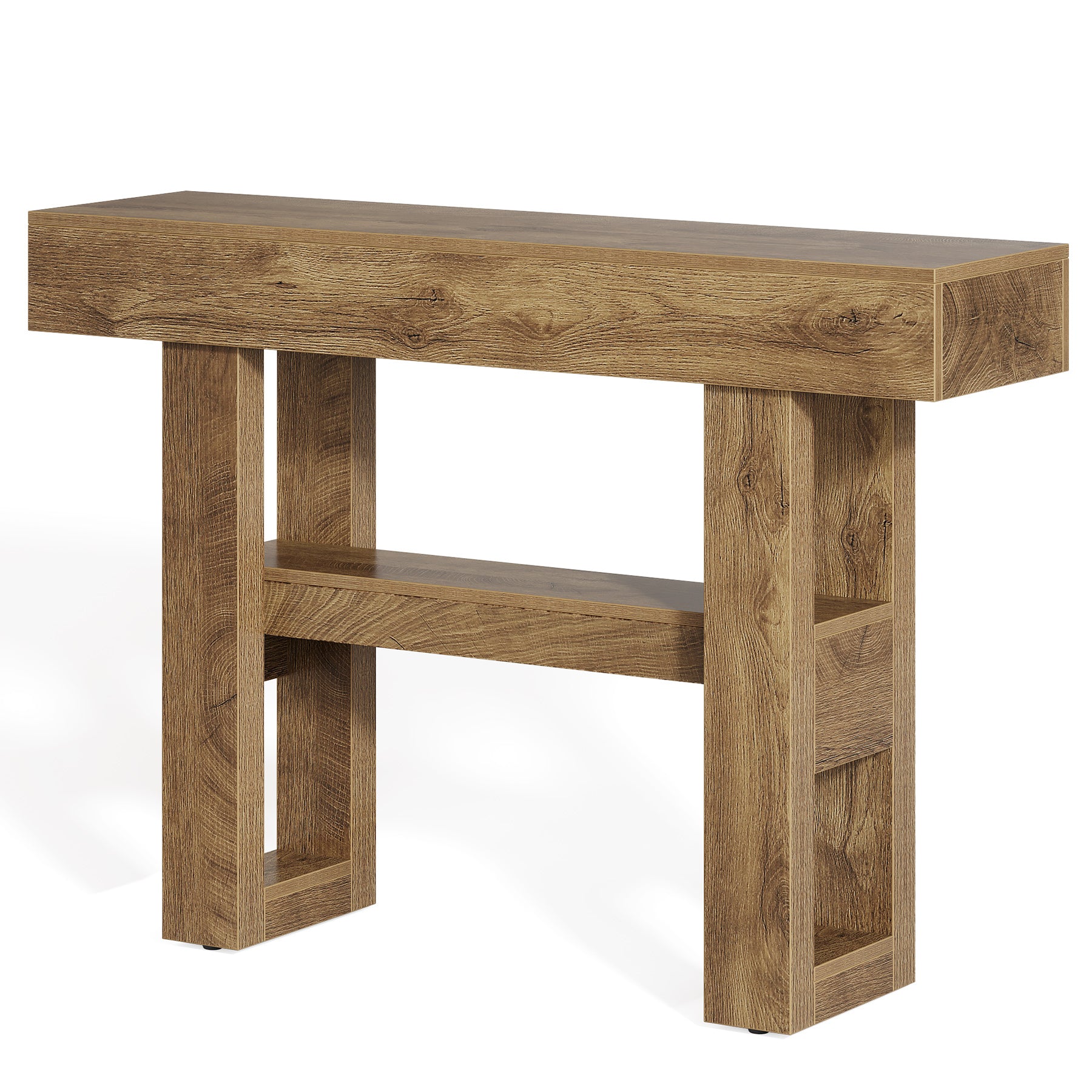 41.34" Console Table with 2 Tier Storage, Rustic Narrow Entryway Sofa Table for Hallway