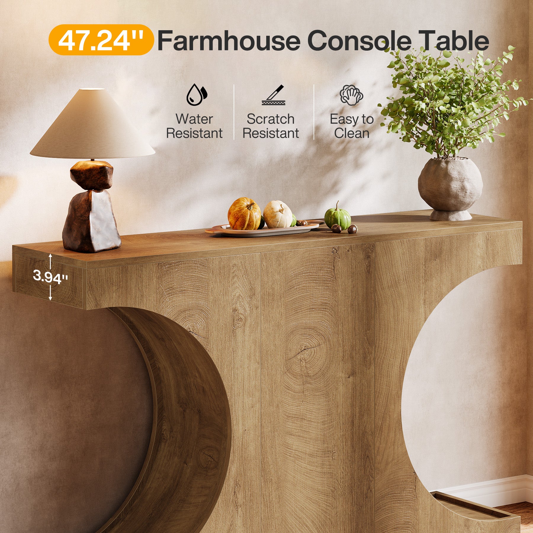 Tribesigns 47.24-Inch Farmhouse Console Table, with C-Shaped Legs for Hallway or Living Room