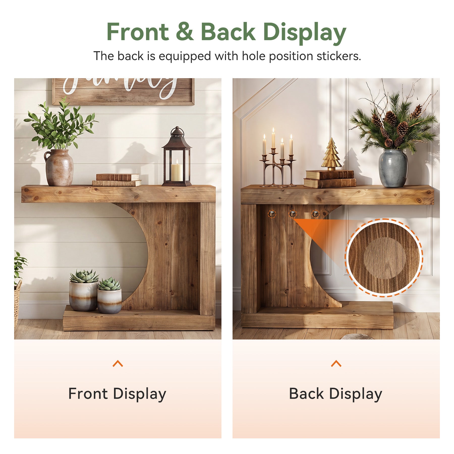 39.4-Inch C-Shaped Solid Wood Console Table, Narrow Modern Entryway Accent Table
