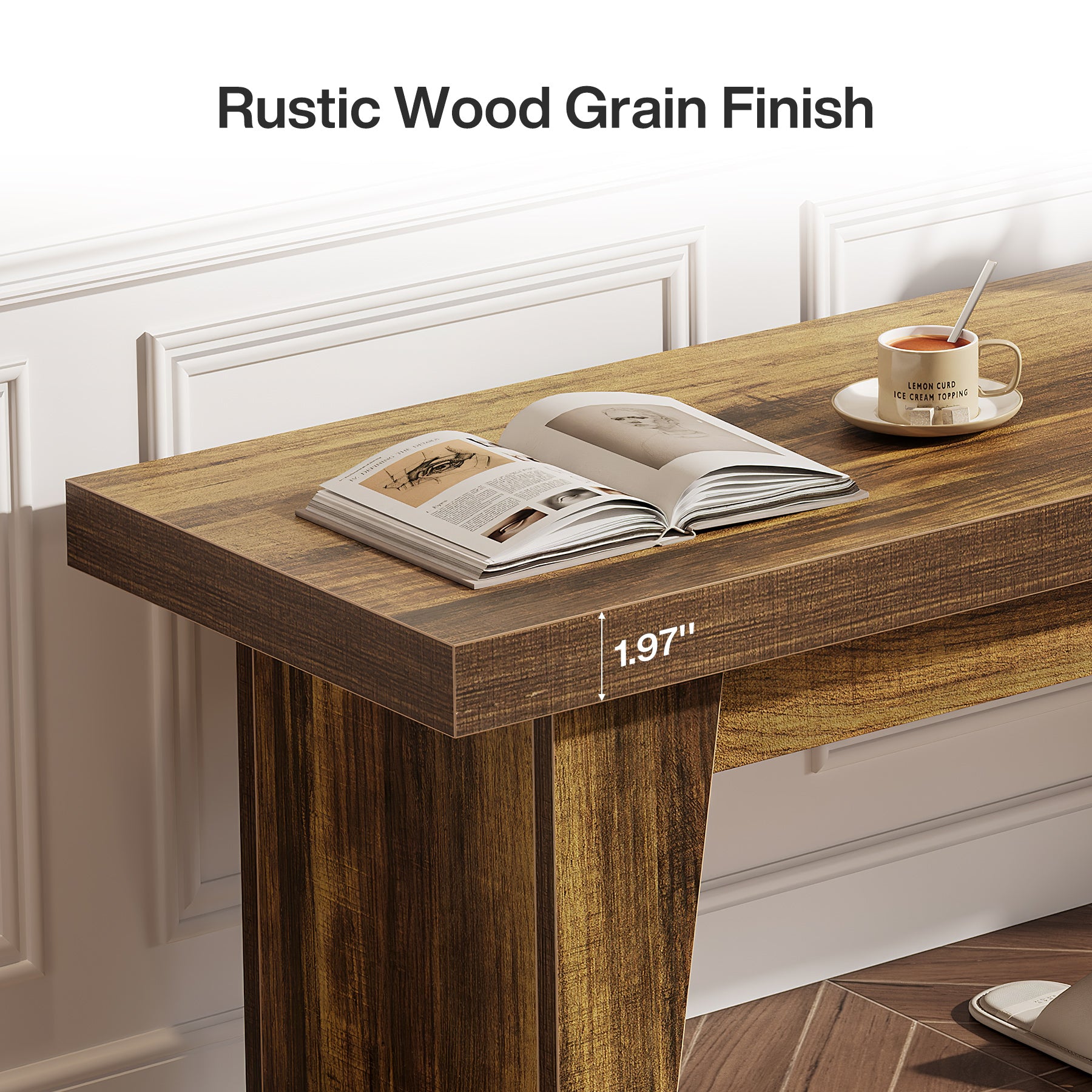 Tribesigns 55.12-Inch Wooden Entryway Bench, Farmhouse Long Bench with Storage Space