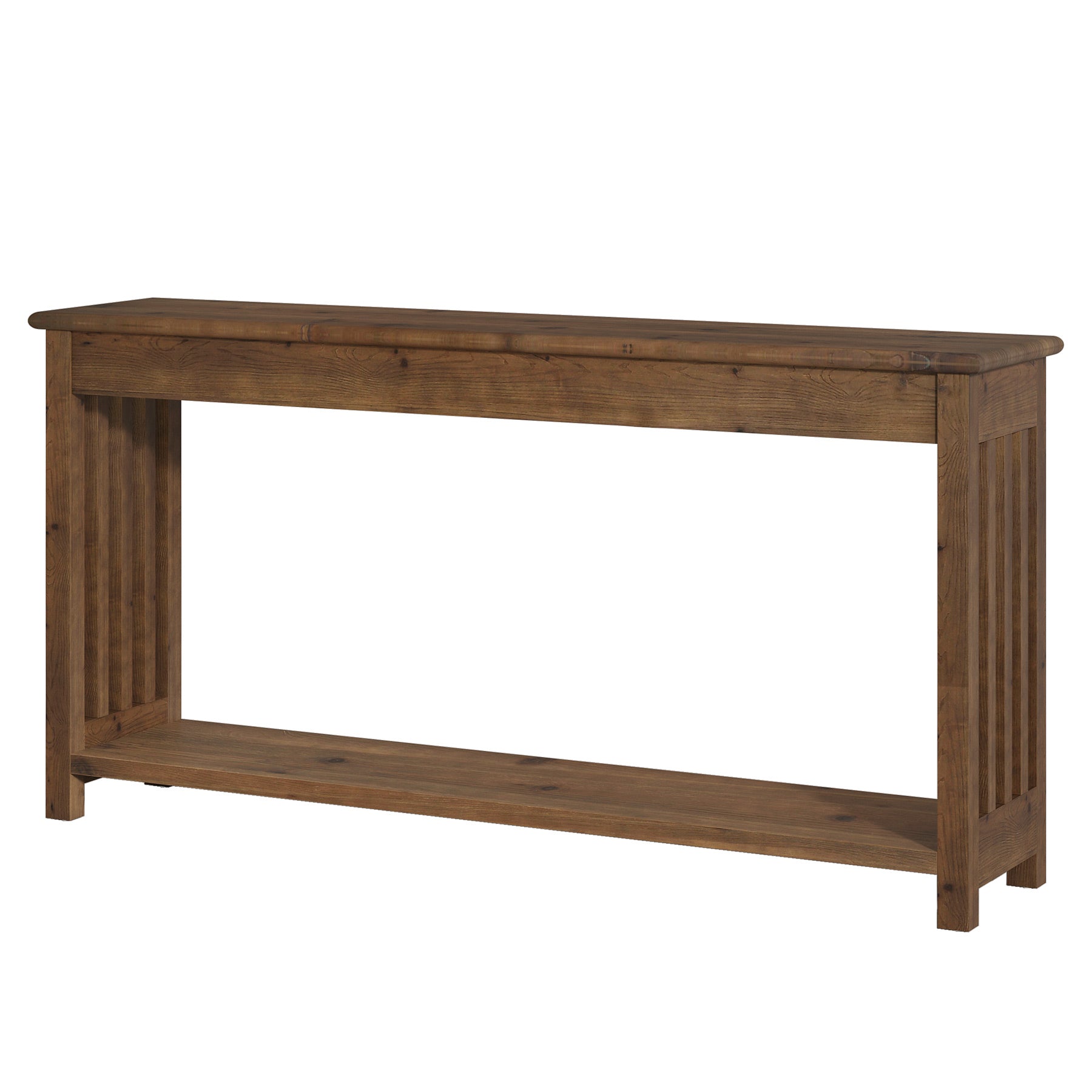 63-Inch Solid Wood Console Table, Farmhouse 2-Tier Entryway Sofa Table for Hallway