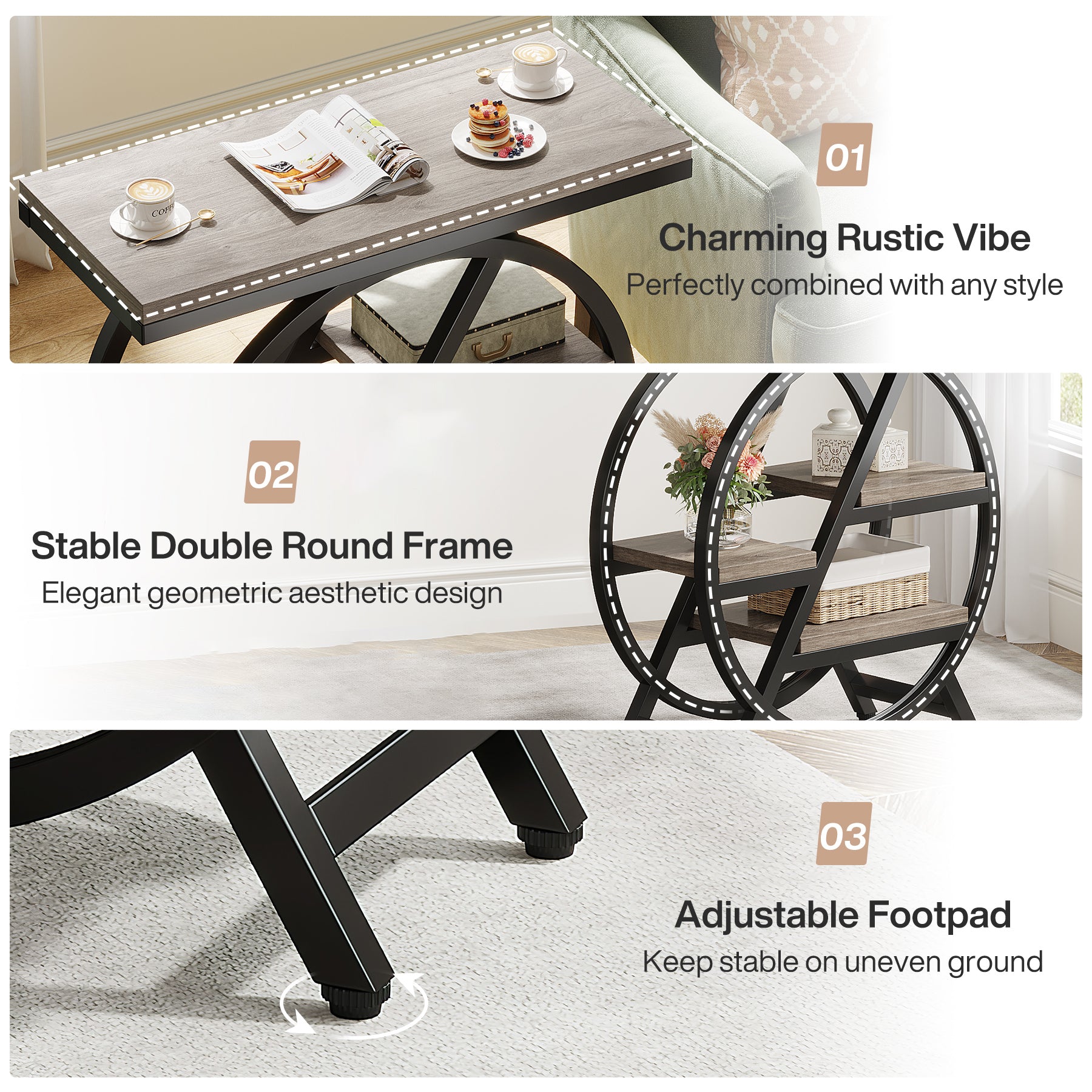 4-Tier End Table, Small Side Table Snack Table with Storage Shelves