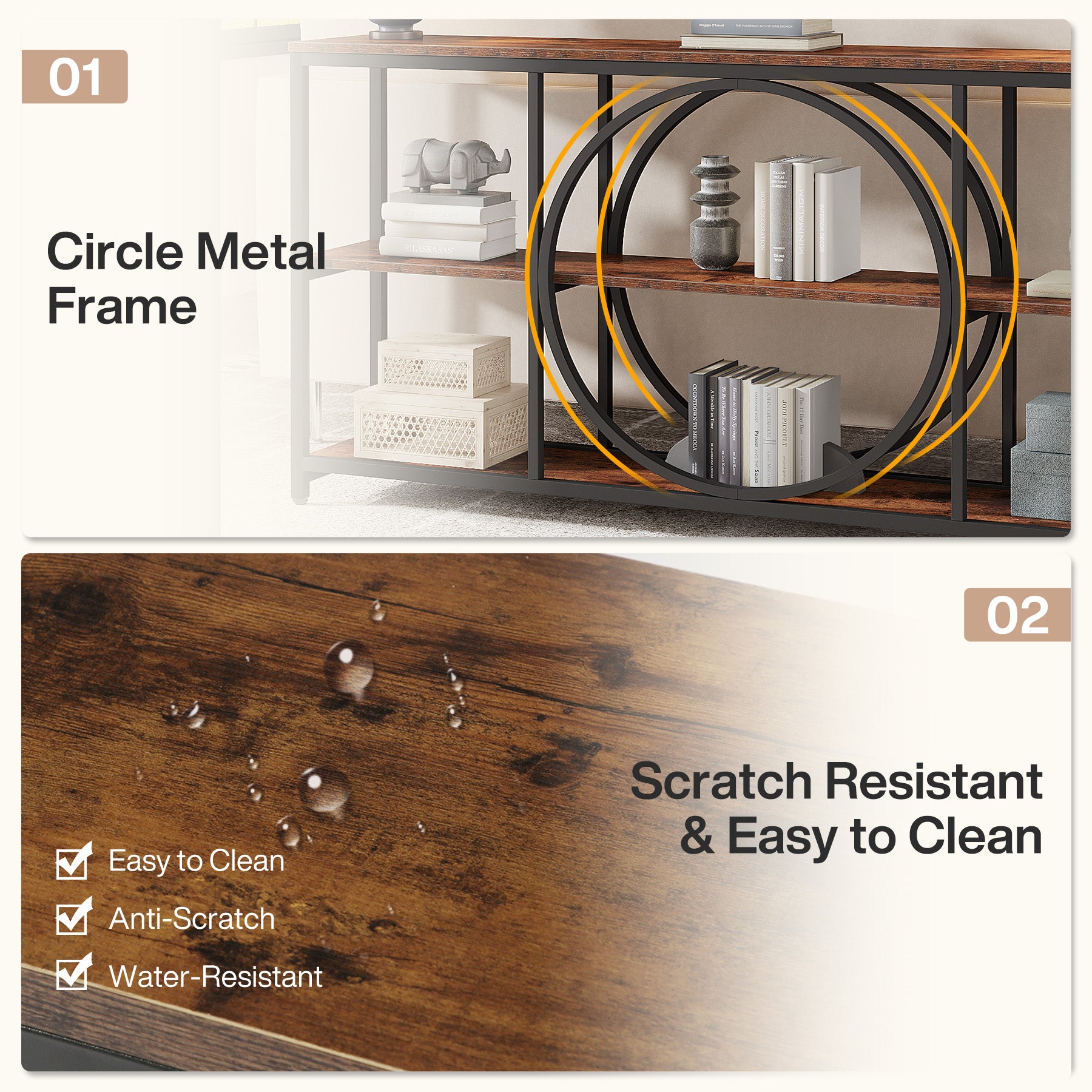 Tribesigns 70.9 Inch Extra Long Console Table, 3-Tier Narrow Sofa Table with Industrial Metal Frame for Entryway
