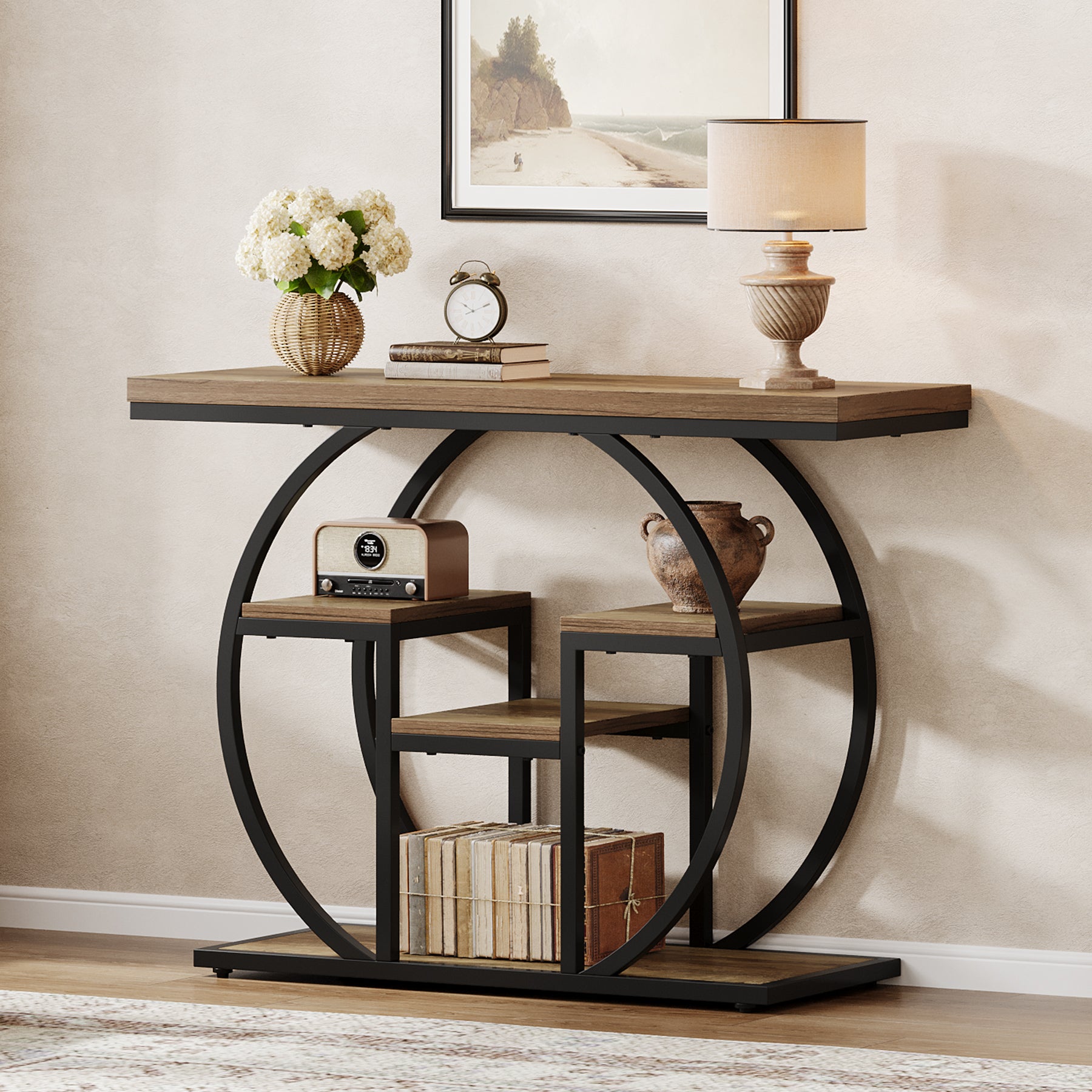 Tribesigns 41 Inch Industrial Console Table with Storage, 4 Tier Narrow Sofa Table for Entryway Living Room