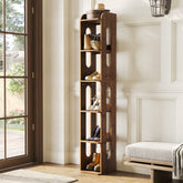 70.87-Inch Solid Wood Bookshelf with 6 Tiers, A Tall Narrow Open Bookcase for Living Room and Home Office 3