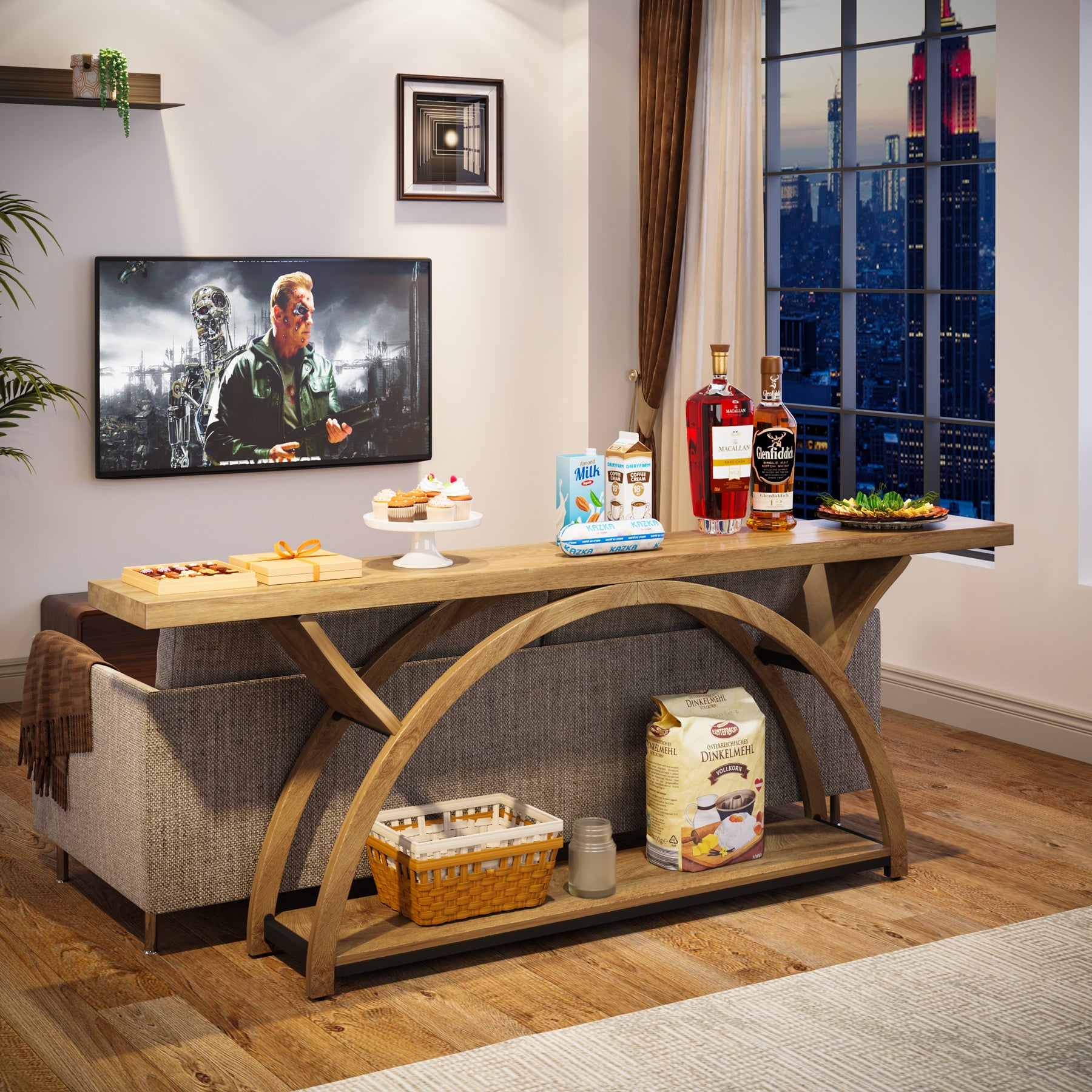 Tribesigns 70.87-Inch Rustic Console Table with Storage Shelf, Narrow Sofa Table for Entryway and Hallway