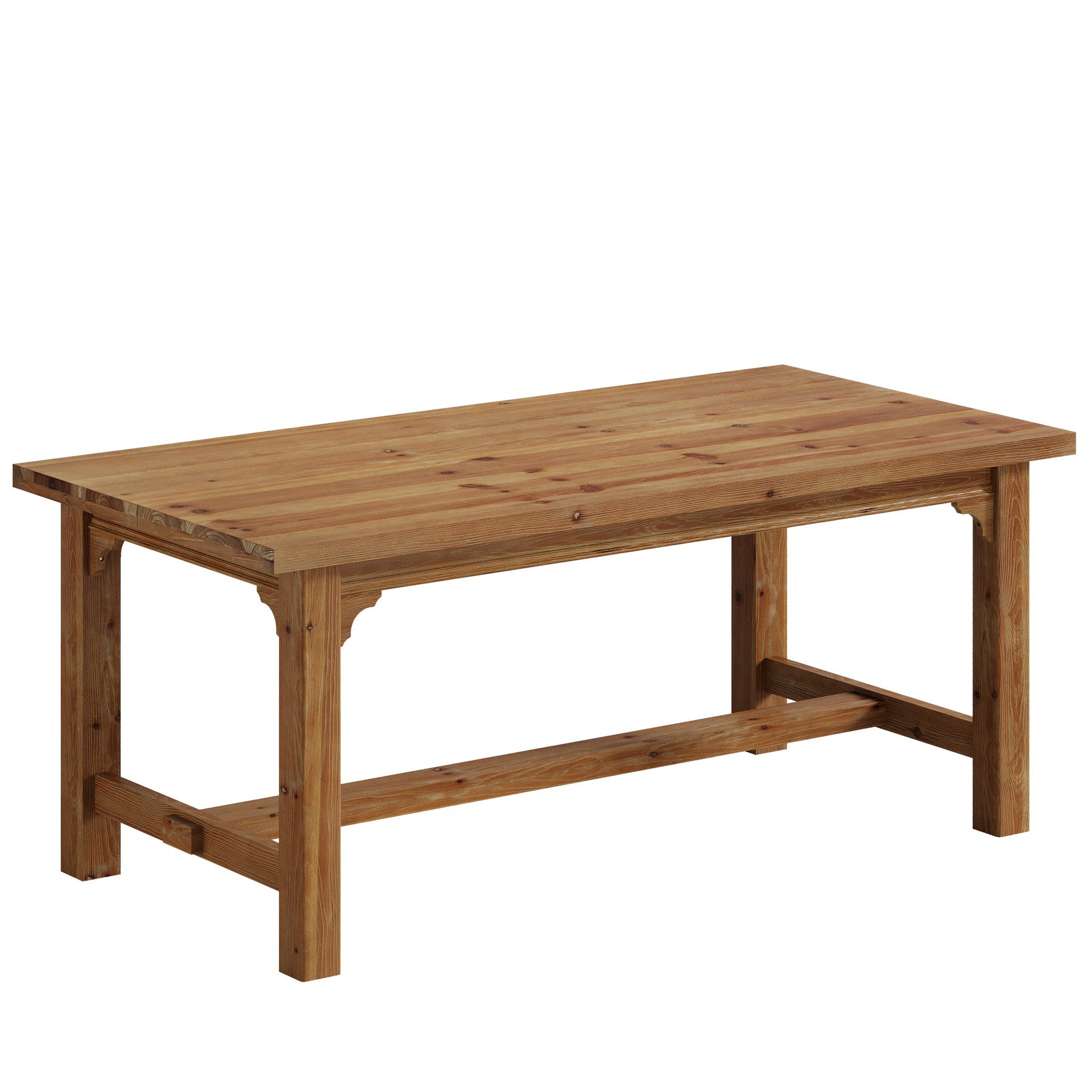 63-Inch Solid Wood Executive Desk with Foot Bar, Farmhouse Computer Desk for Home Office
