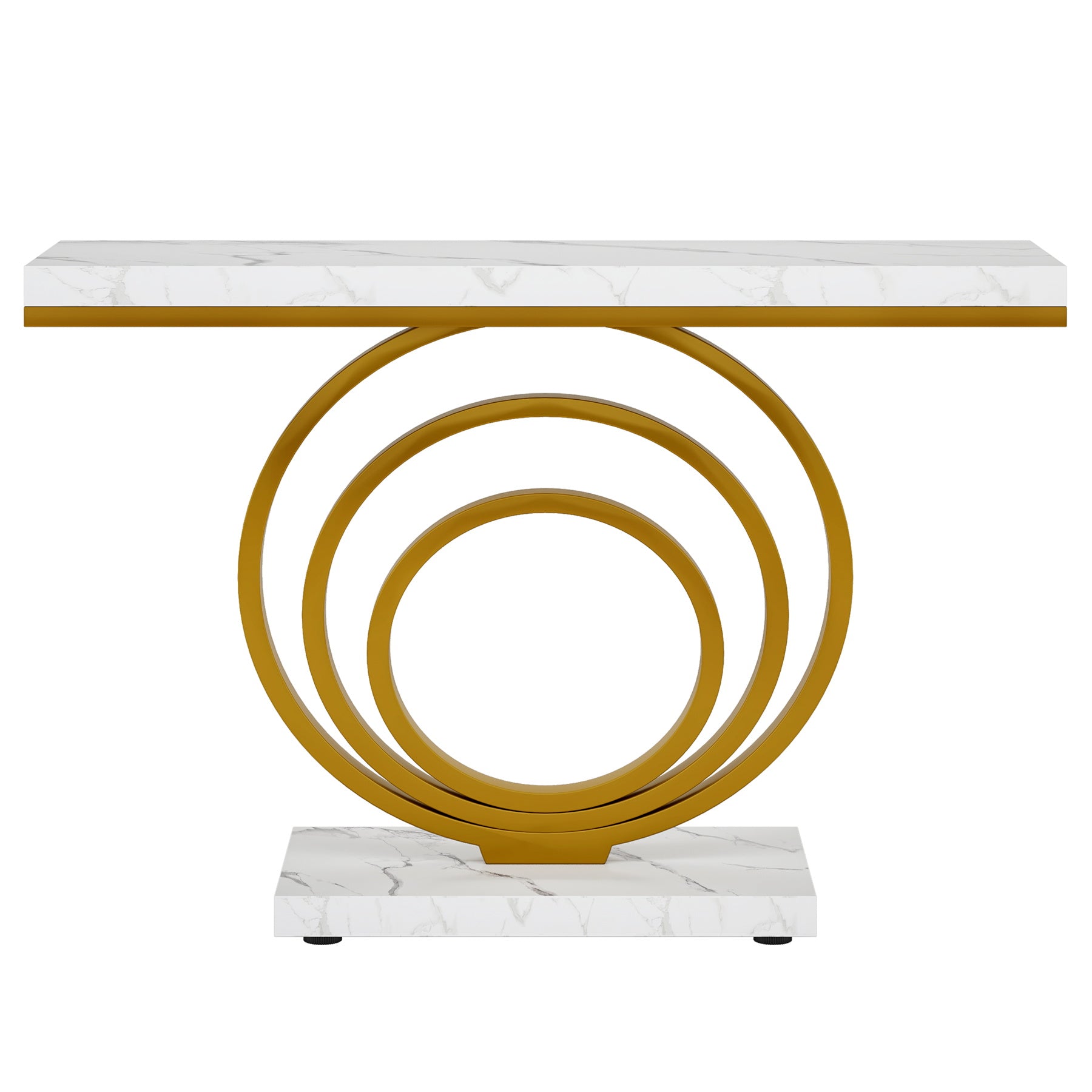 Tribesigns 41.3-Inch Gold Console Table, Narrow Entryway Table with Faux Marble Veneer Top and Geometric Metal Frame for Hallway