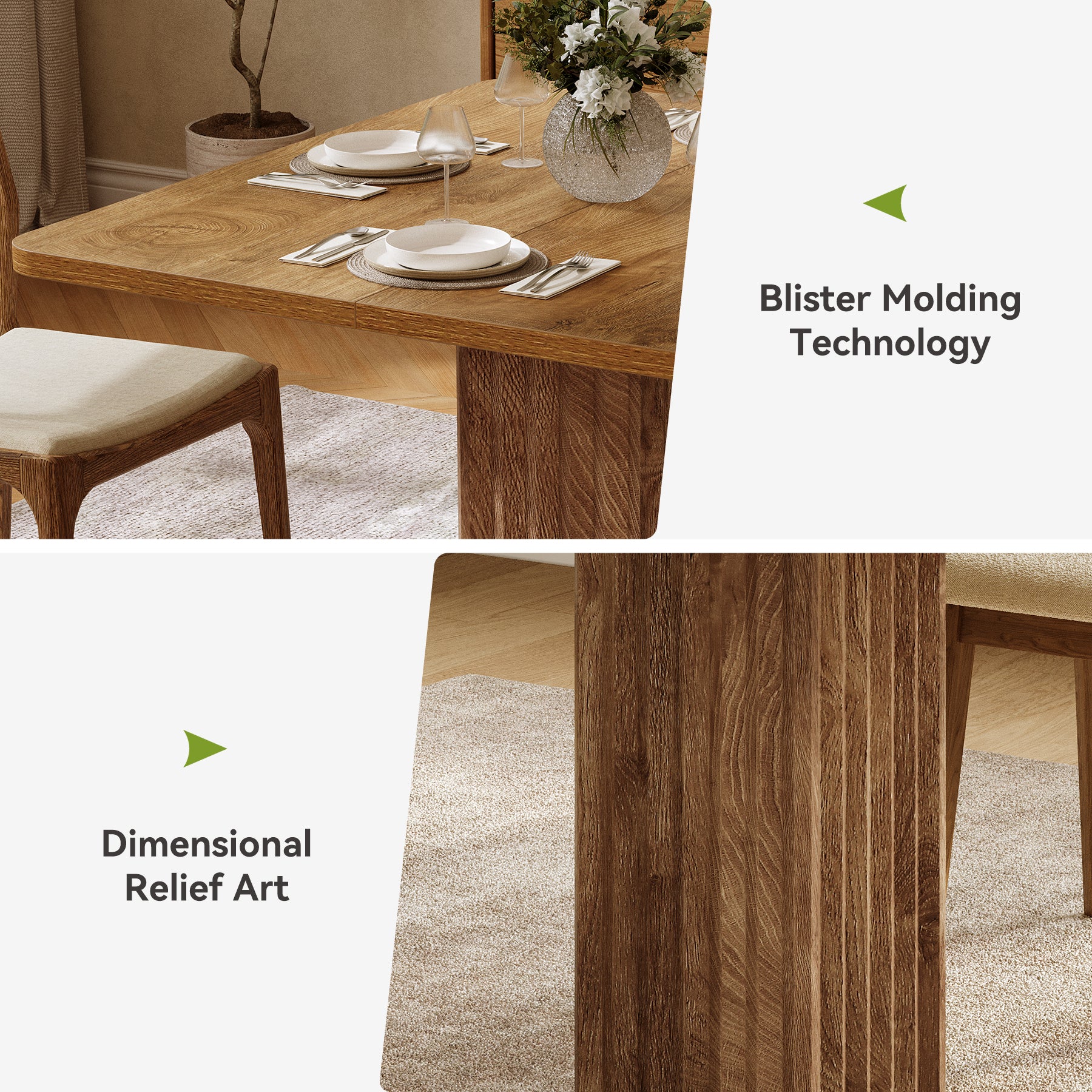 Tribesigns 35.43-Inch Small Dining Table with Fluted Pedestal Base, Modern Farmhouse Kitchen Table for 2-4 People