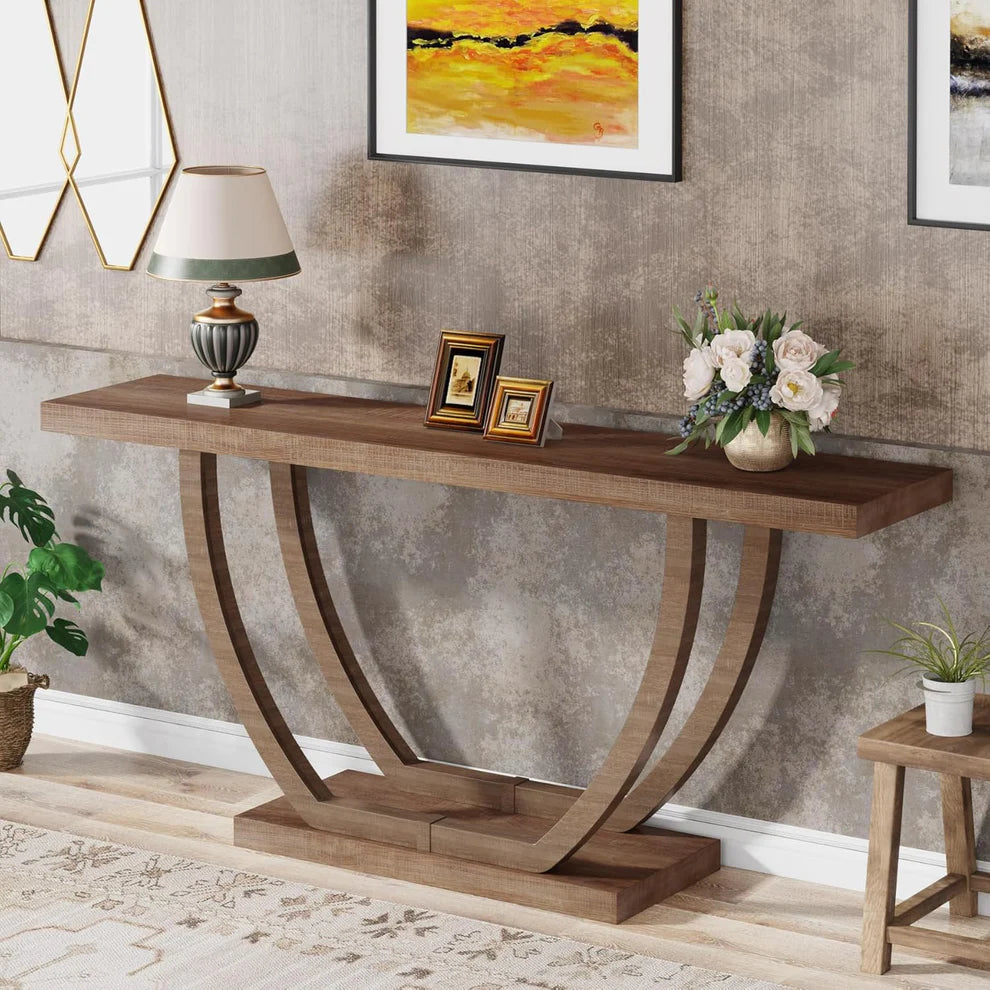 Tribesigns Entrance Console, 63" Narrow Console Table With Geometric Base