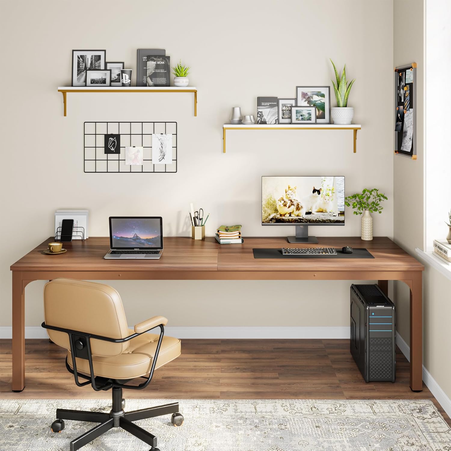 Rectangle Executive Desk, 78.7" Computer Desk 6FT Conference Table