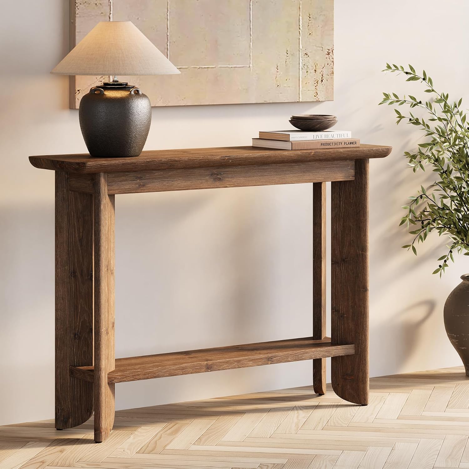 Farmhouse Console Table 41.34 Inch, Narrow Sofa Table with Storage for Living Room Hallway and Entry