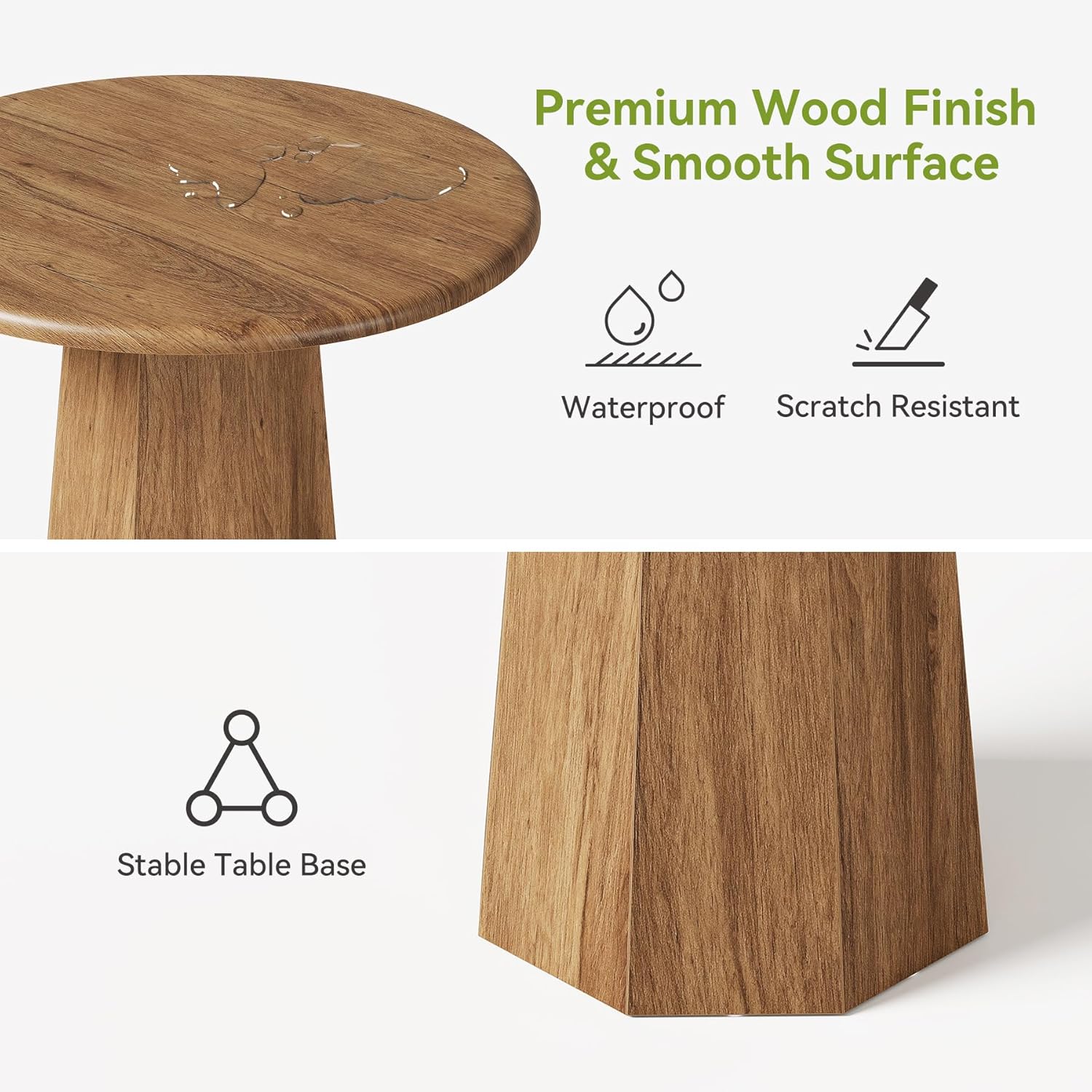 Compact Round Dining Table 31.5", Octagonal Base Kitchen Table for 2-4 People