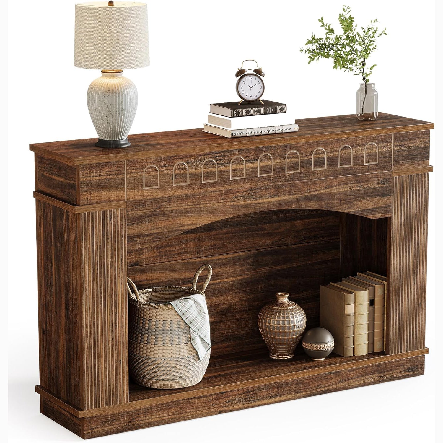 47" Farmhouse Console Table, 2-Tier Sofa Table Entryway Table