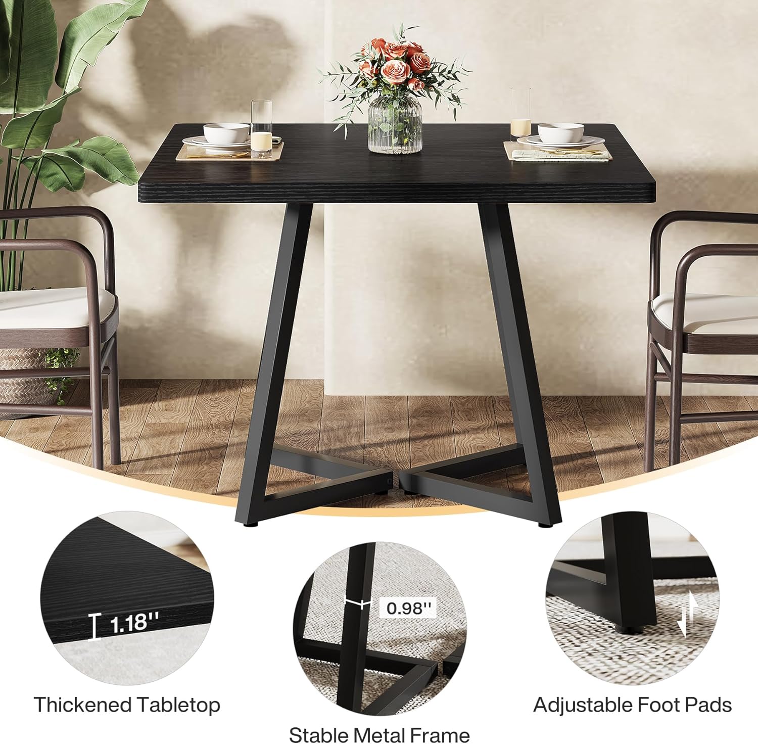 31.5" Square Meeting Table - Compact Wood Conference Table for Small Office & Seminar Rooms