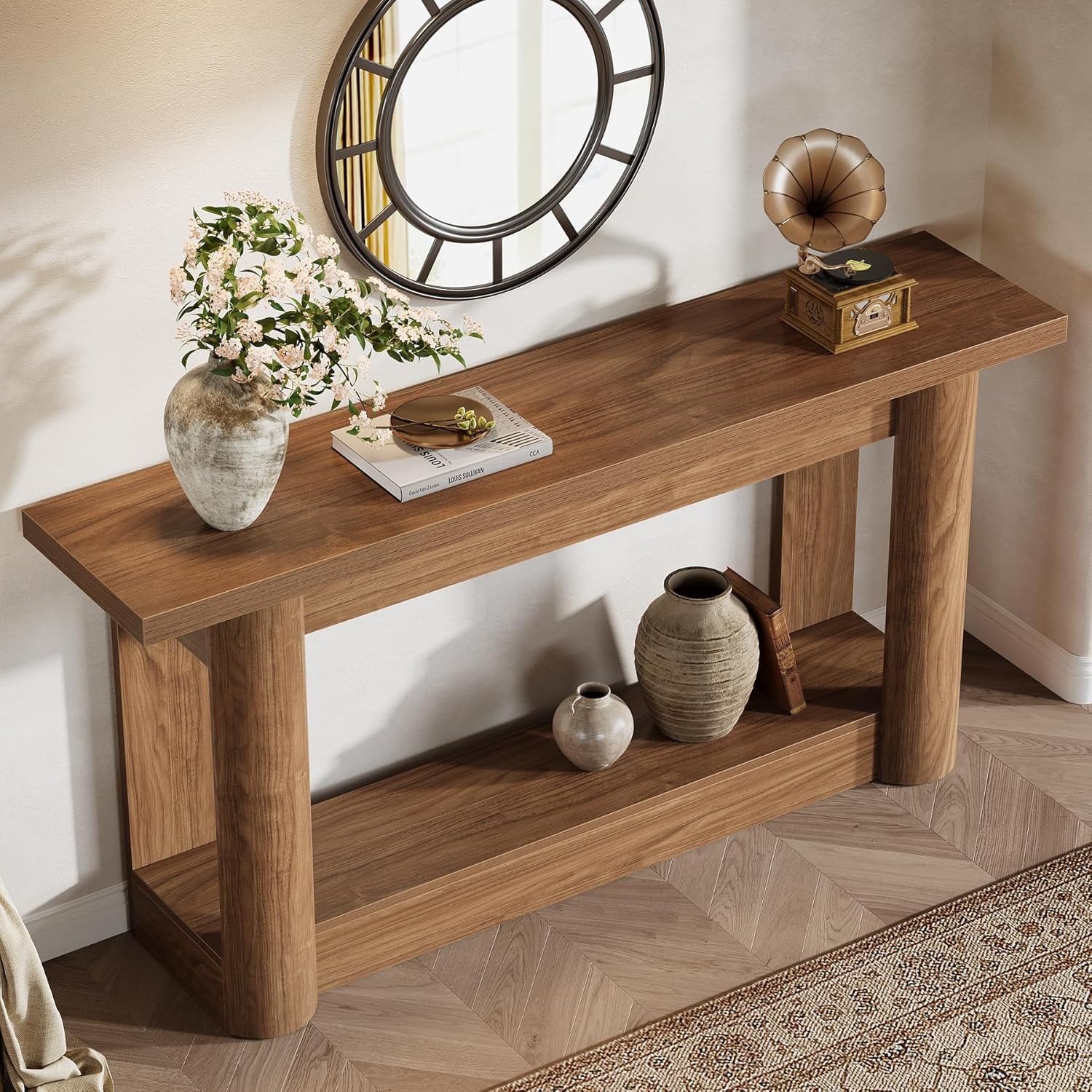 63" Tall Farmhouse TV Stand for 55–75 Inch TVs, Rustic Entertainment Center