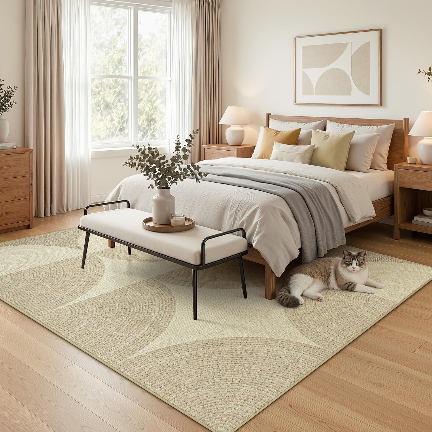 Tribesigns Geometric Area Rug, Washable Non-Slip Low-Pile Rug for Living Room