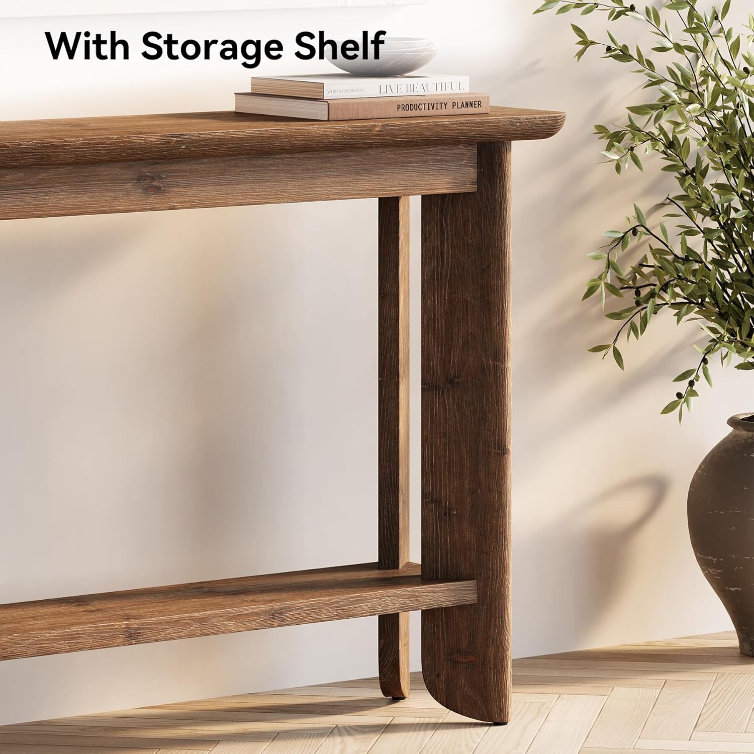 Farmhouse Console Table 41.34 Inch, Narrow Sofa Table with Storage for Living Room Hallway and Entry