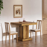 31.5-Inch Square Dining Table for 4, Farmhouse Wooden Kitchen Table with Pedestal Base 3